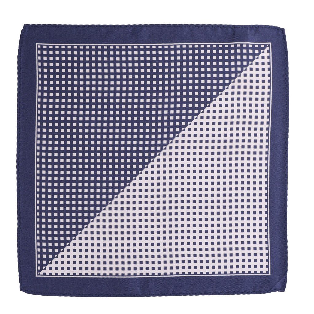 HENRY SARTORIAL Multi Pattern Silk Pocket Square NAVY/PINK - Henry Bucks