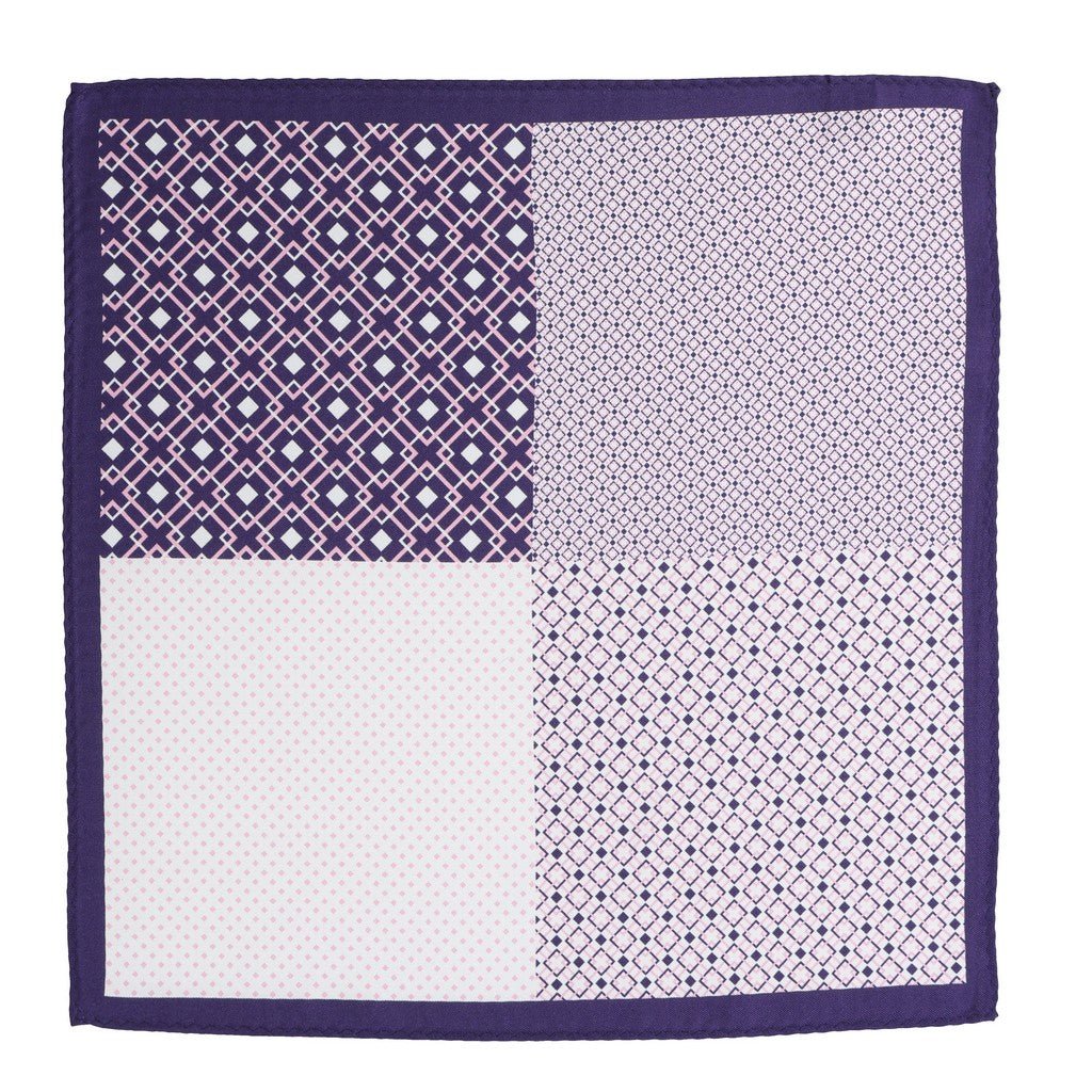 HENRY SARTORIAL Multi Pattern Silk Pocket Square PURPLE - Henry Bucks