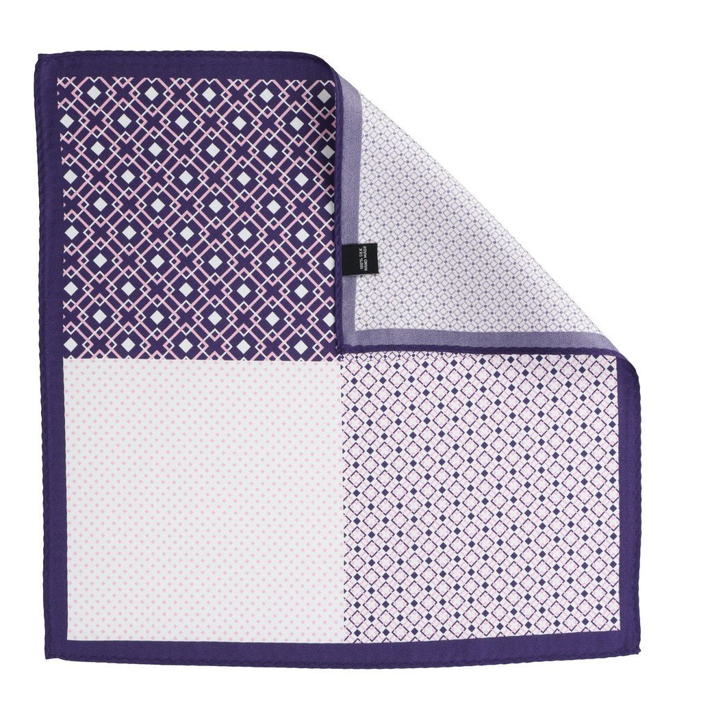 HENRY SARTORIAL Multi Pattern Silk Pocket Square PURPLE - Henry Bucks