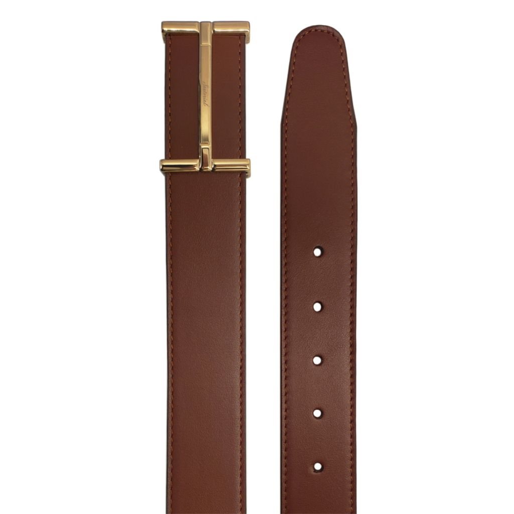 HENRY SARTORIAL Nappa Leather Belt 3.5cm GOLD COGNAC - Henry Bucks