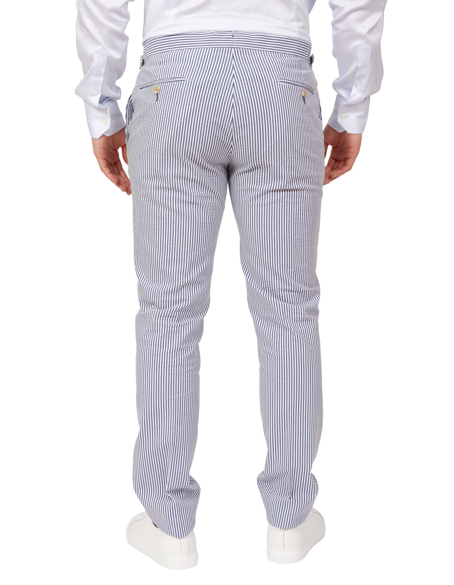 HENRY SARTORIAL Orleans Seersucker Trousers NAVY/WHITE REG - Henry BucksTrouser - Formal38SS220032 - NVWH - R - 30