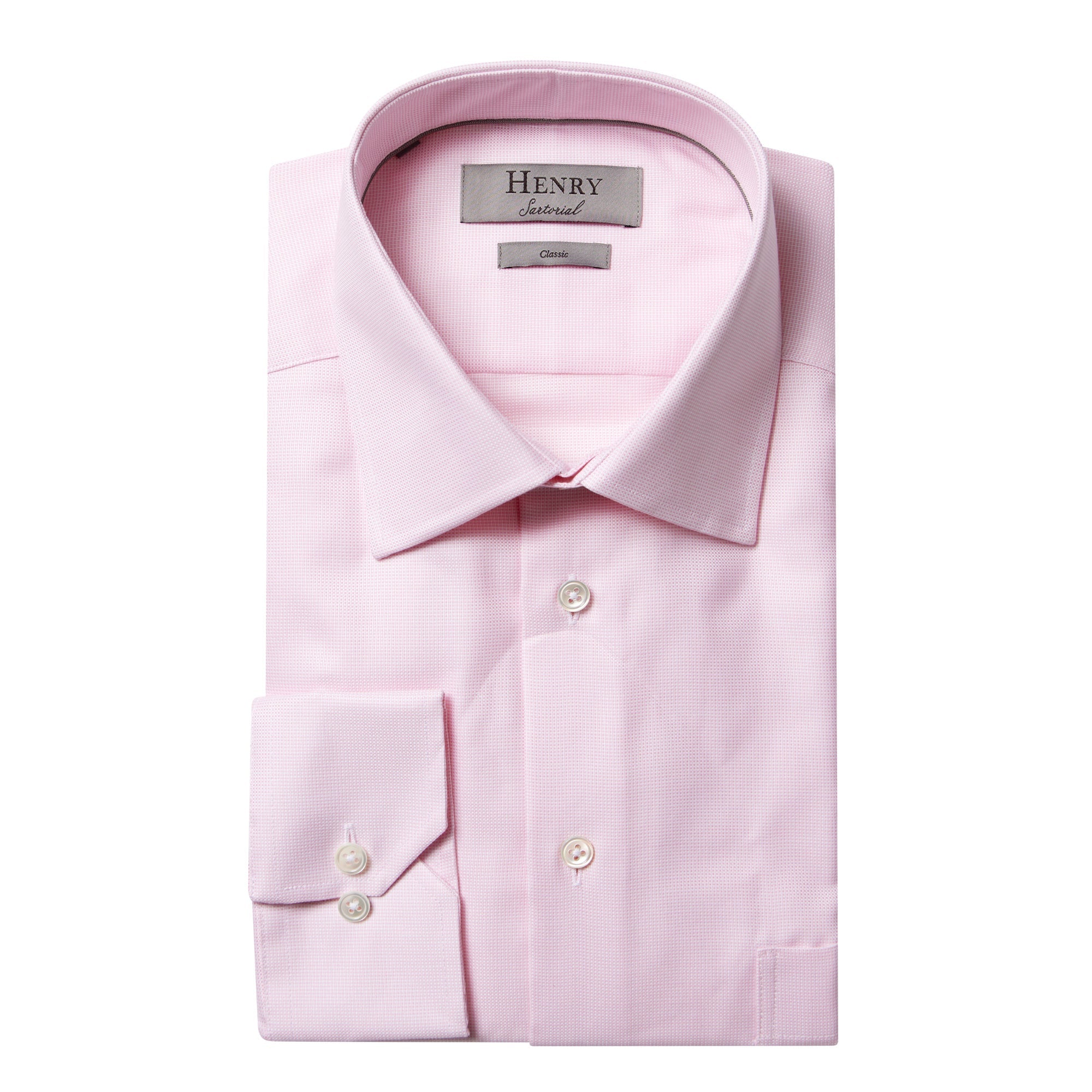 HENRY SARTORIAL Oxford Business Shirt Single Cuff Classic Fit PINK/WHITE - Henry BucksShirts61AW240014 - PNKWHT - SC - CLAS - 43