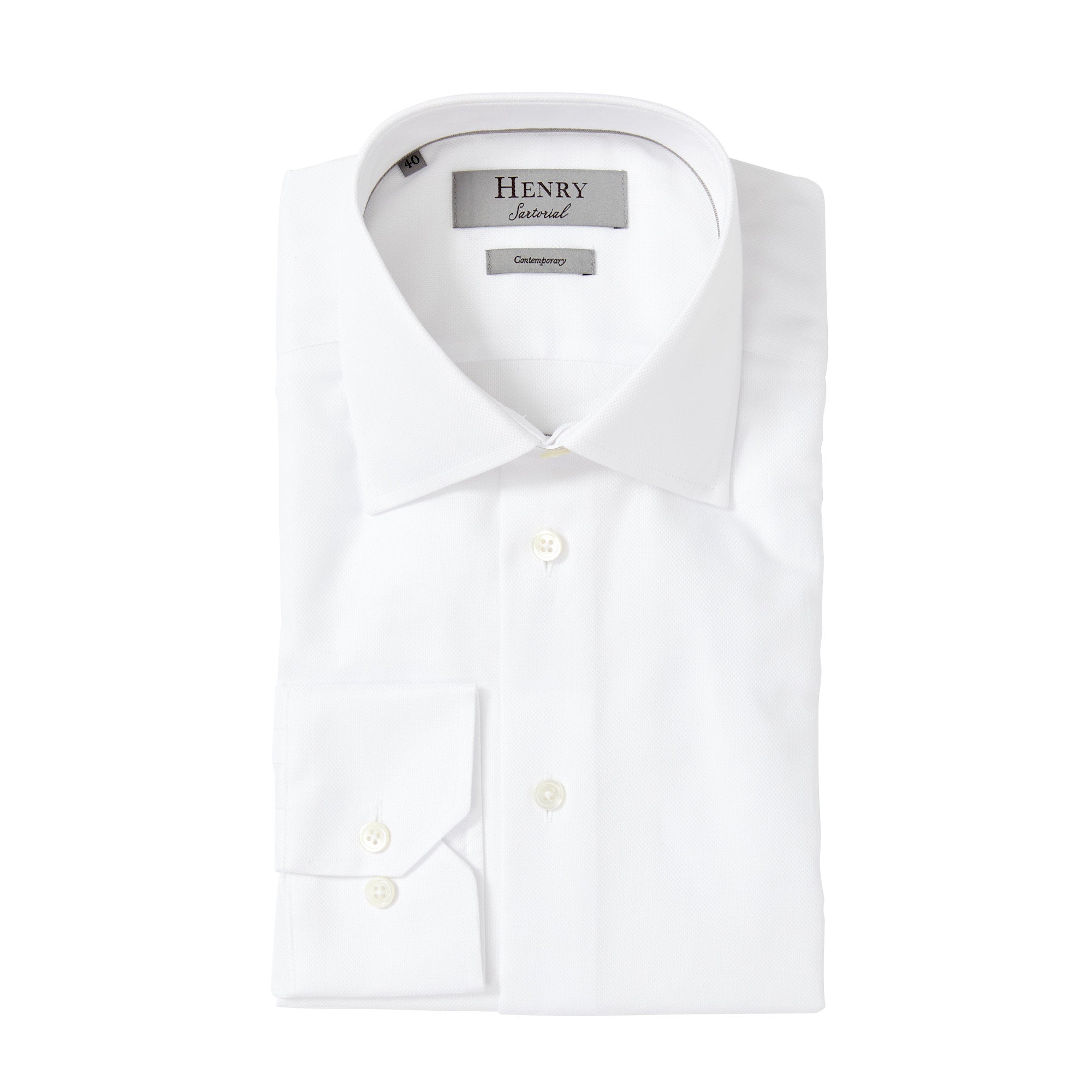 HENRY SARTORIAL Oxford Shirt Contemporary WHITE - Henry BucksShirts01SS220016 - WHTE - 37