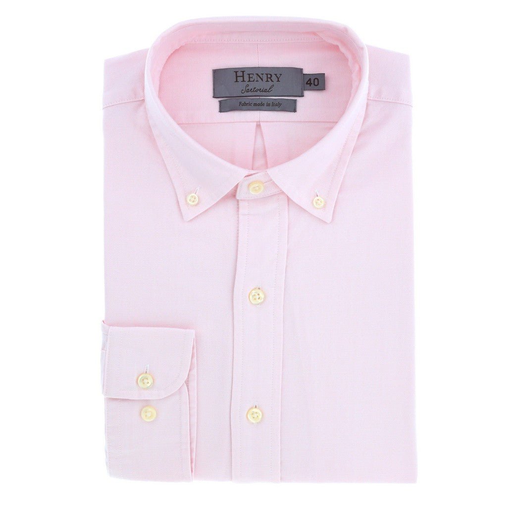 HENRY SARTORIAL Oxford Single Cuff Shirt PINK - Henry Bucks