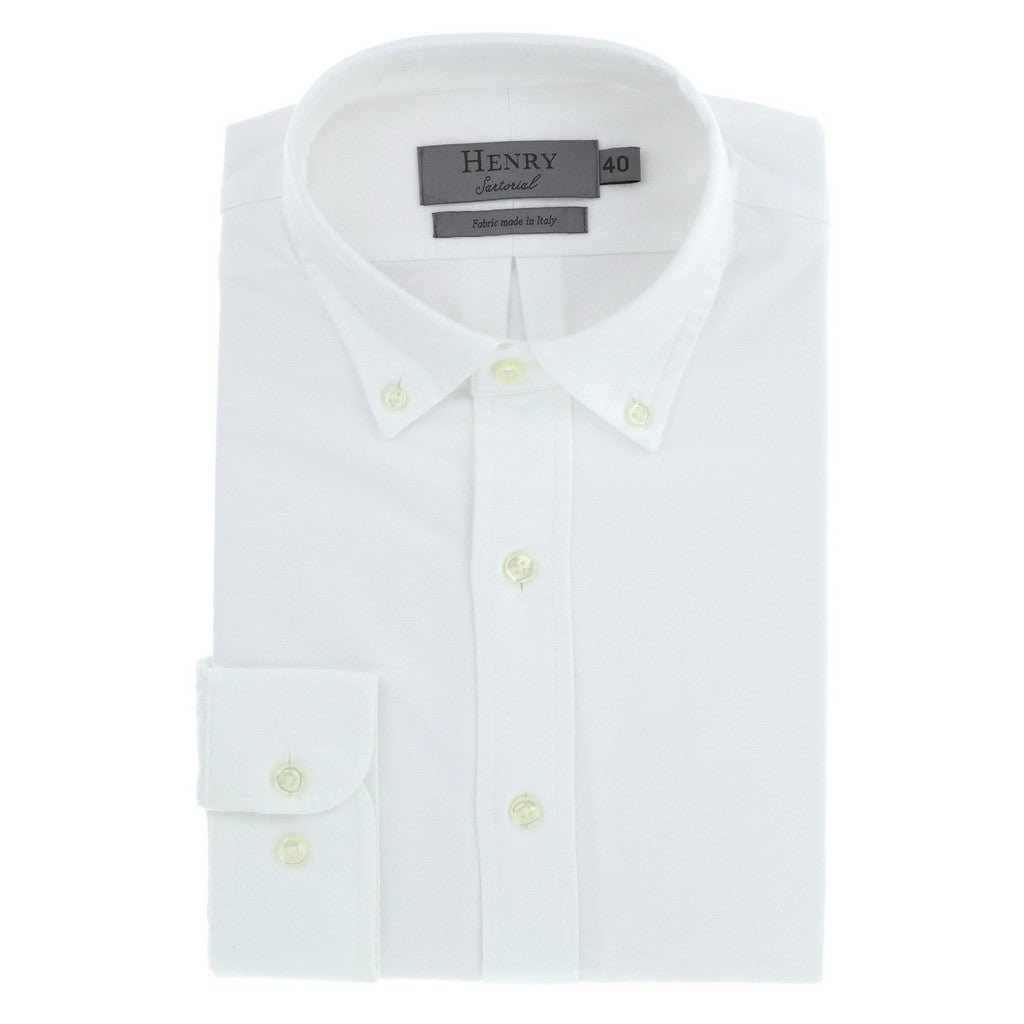 HENRY SARTORIAL Oxford Single Cuff Shirt WHITE - Henry Bucks