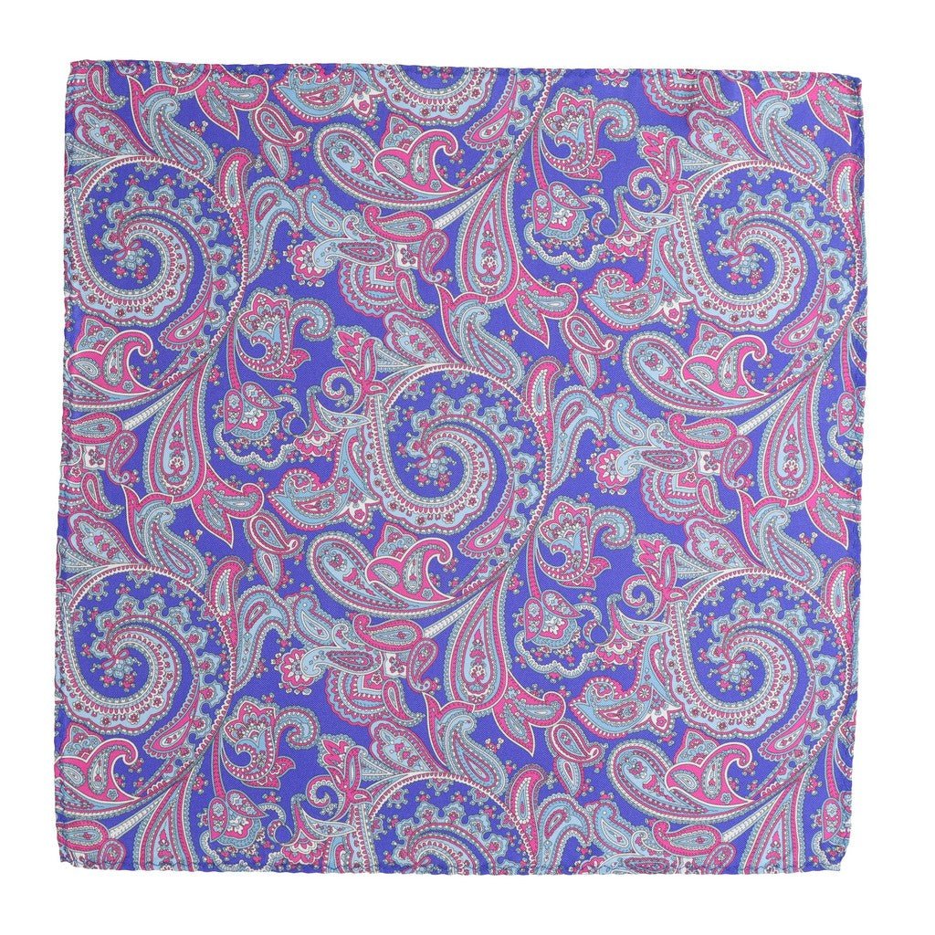 HENRY SARTORIAL Paisley Silk Pocket Square BLUE - Henry Bucks