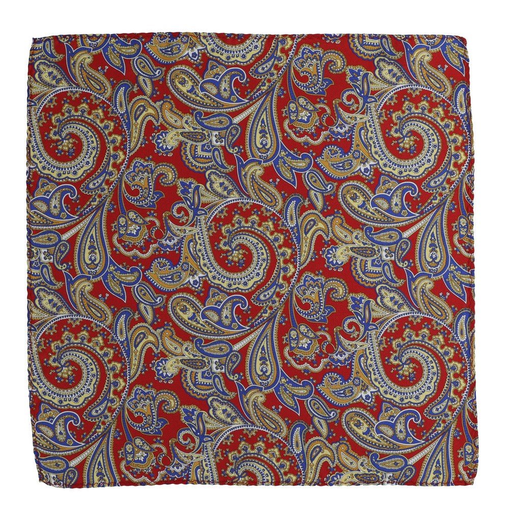 HENRY SARTORIAL Paisley Silk Pocket Square RED - Henry Bucks