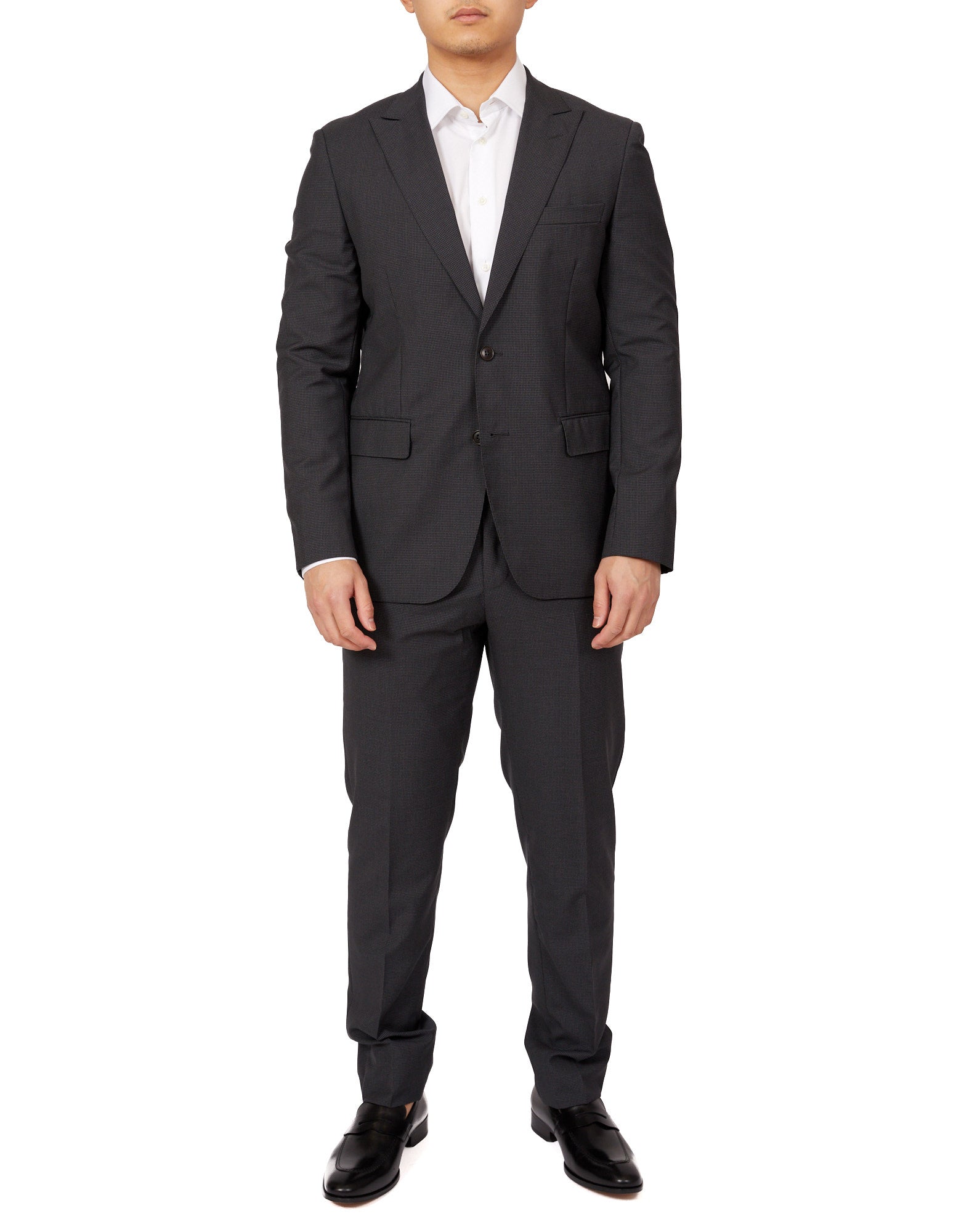 HENRY SARTORIAL Peak Lapel Micro Check Suit GREY LG - Henry BucksSuits23AW220005 - GREY - L - 52