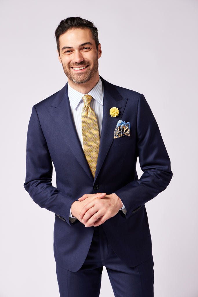 HENRY SARTORIAL Peak Lapel Micro Pattern Suit BLUE REG - Henry BucksSuits23AW220006 - BLUE - R - 48