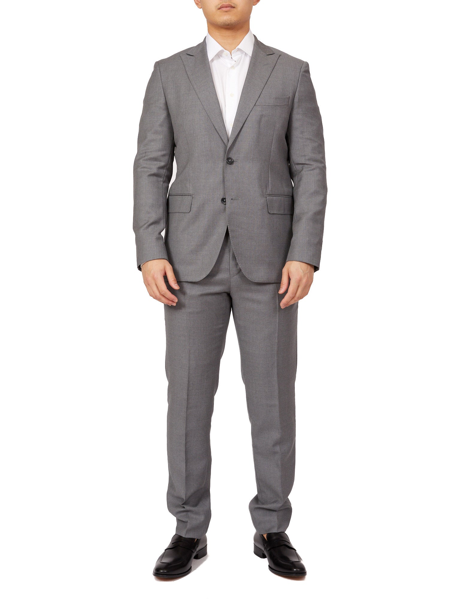 HENRY SARTORIAL Peak Lapel Micro Weave Suit GREY LG - Henry BucksSuits23AW220007 - GREY - L - 54