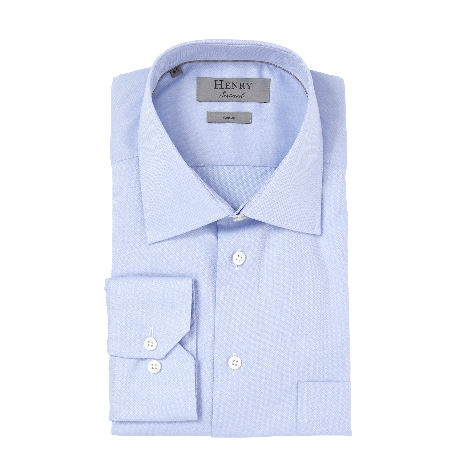 HENRY SARTORIAL Pinpoint Shirt Classic BLUE - Henry BucksShirts01SS220035 - BLUE - 43