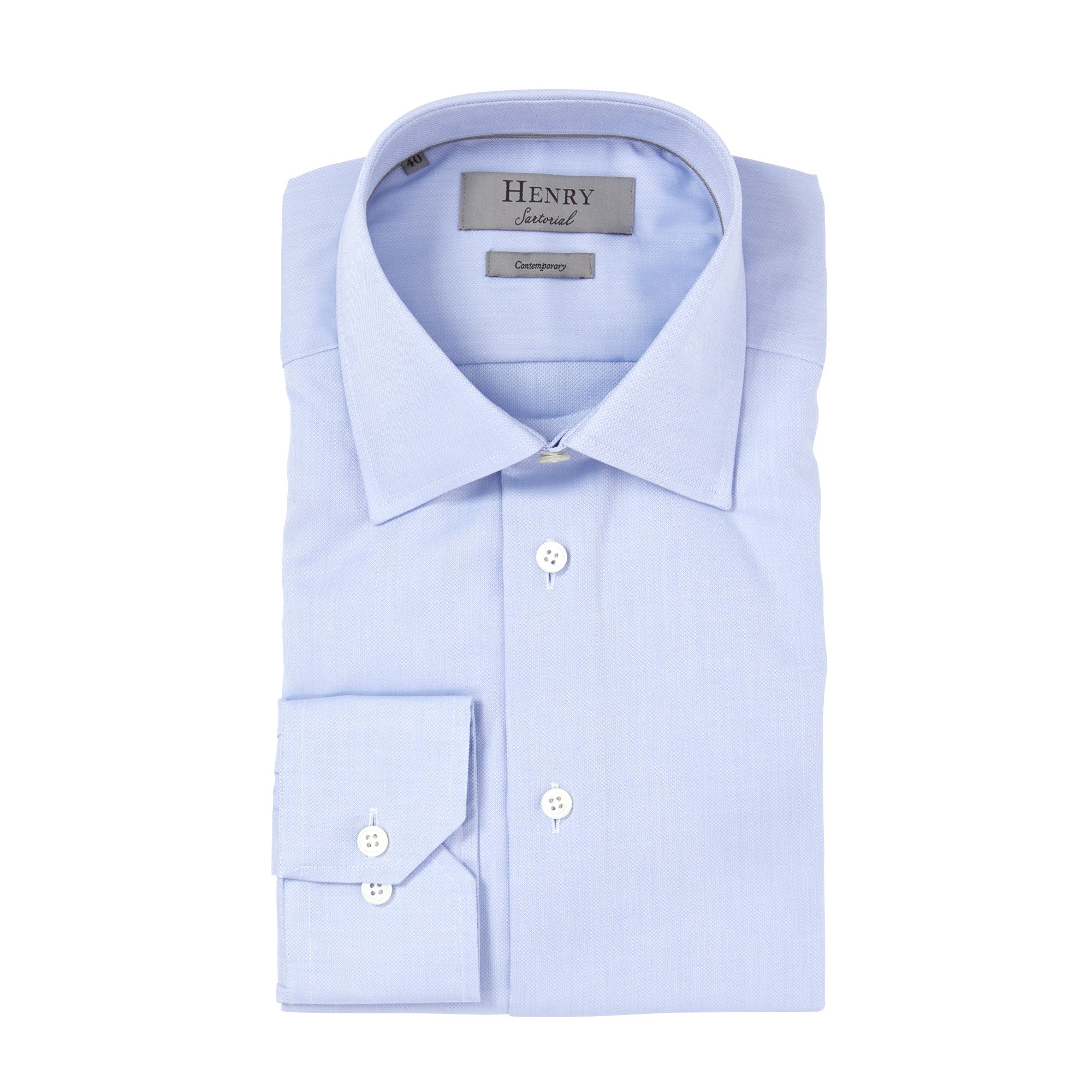 HENRY SARTORIAL Pinpoint Shirt Contemporary BLUE - Henry BucksShirts01SS220034 - BLUE - 37