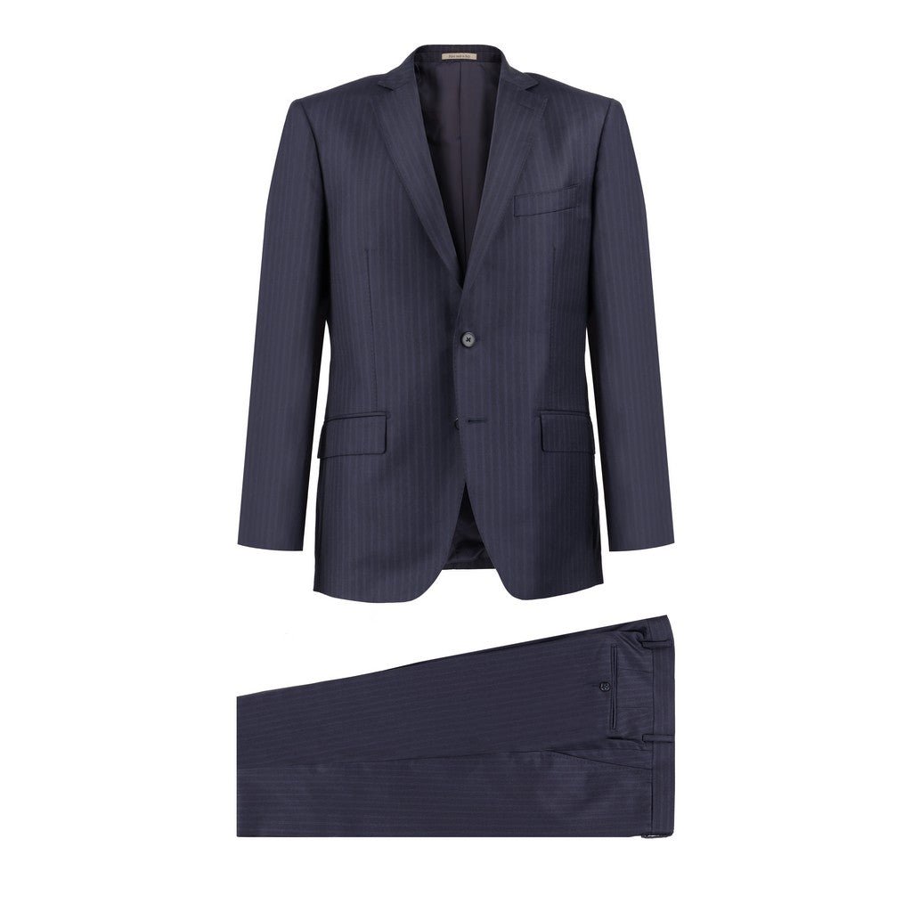 HENRY SARTORIAL Pinstripe Notch Lapel Suit NAVY REG - Henry Bucks
