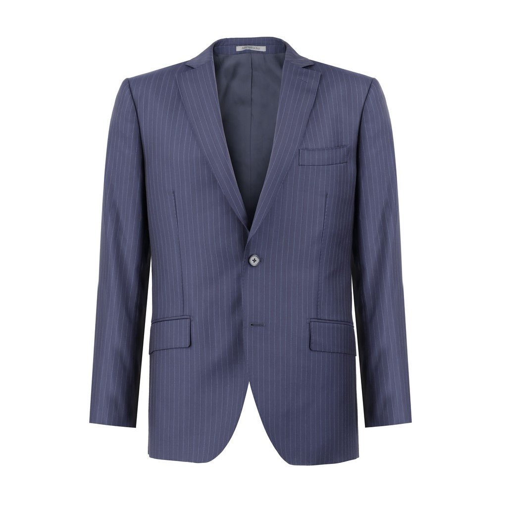HENRY SARTORIAL Pinstripe Peak lapel Suit MID BLUE REG - Henry Bucks