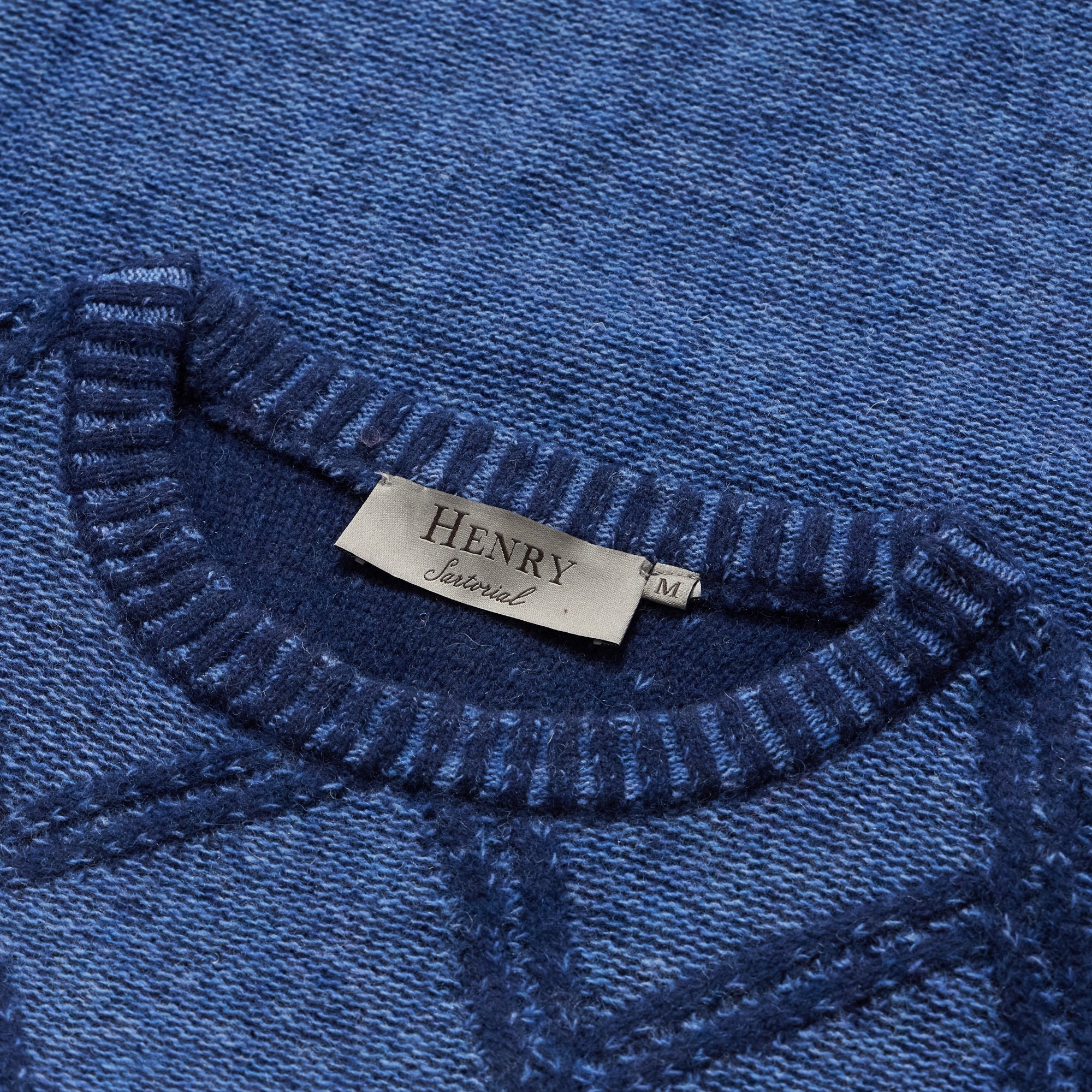 HENRY SARTORIAL Plaid Crew Neck 70% Wool 7GG BLUE - Henry BucksKnitwear46AW230015 - BLUE - SM