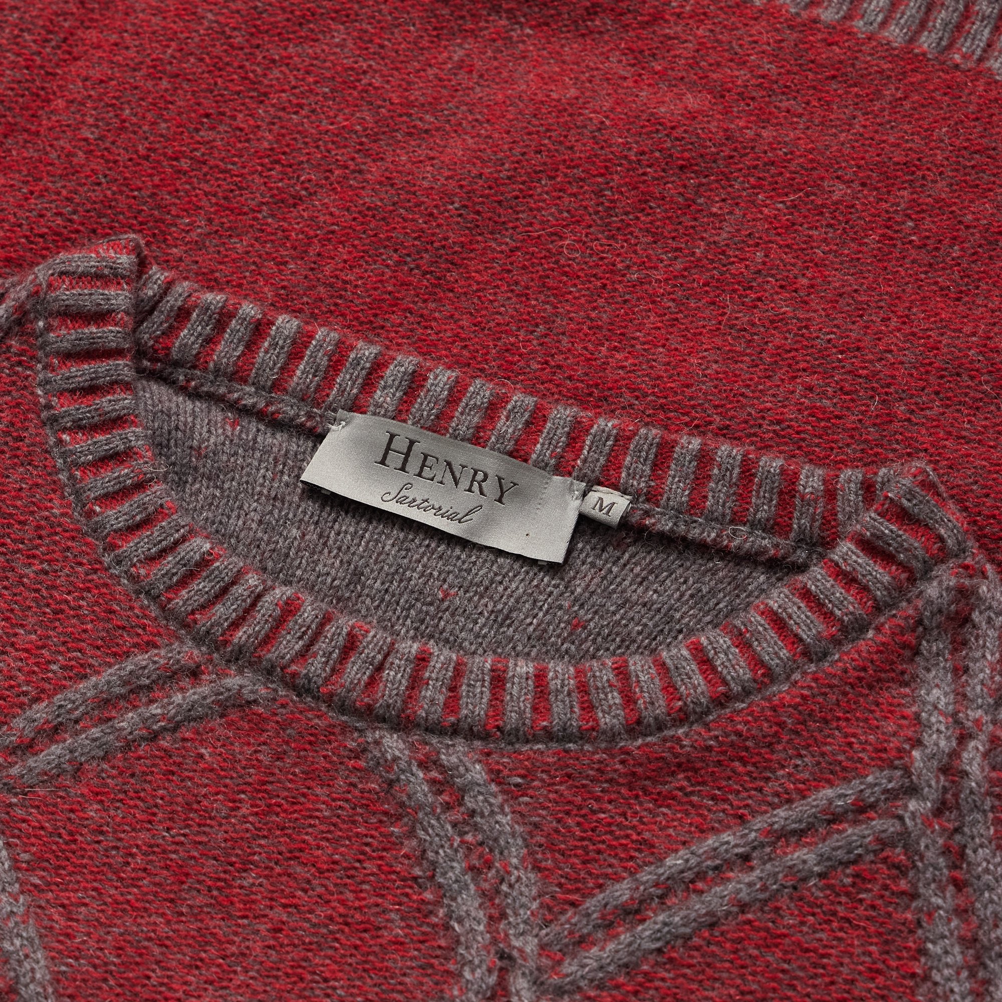 HENRY SARTORIAL Plaid Crew Neck 70% Wool 7GG RED - Henry BucksKnitwear46AW230015 - RED - SM