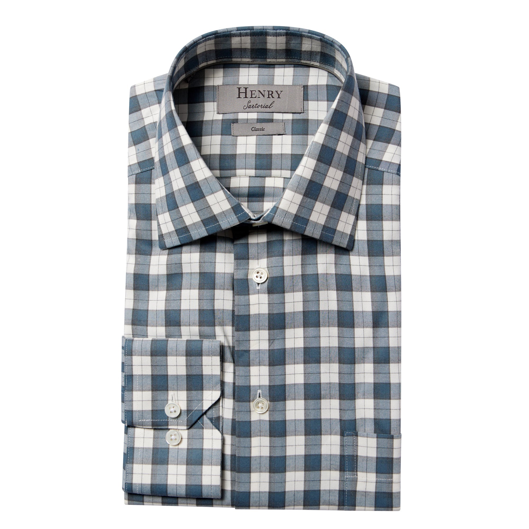 HENRY SARTORIAL Plaid Flannel Casual Shirt BLUE/WHITE - Henry BucksShirts61AW240006 - BLWT - M