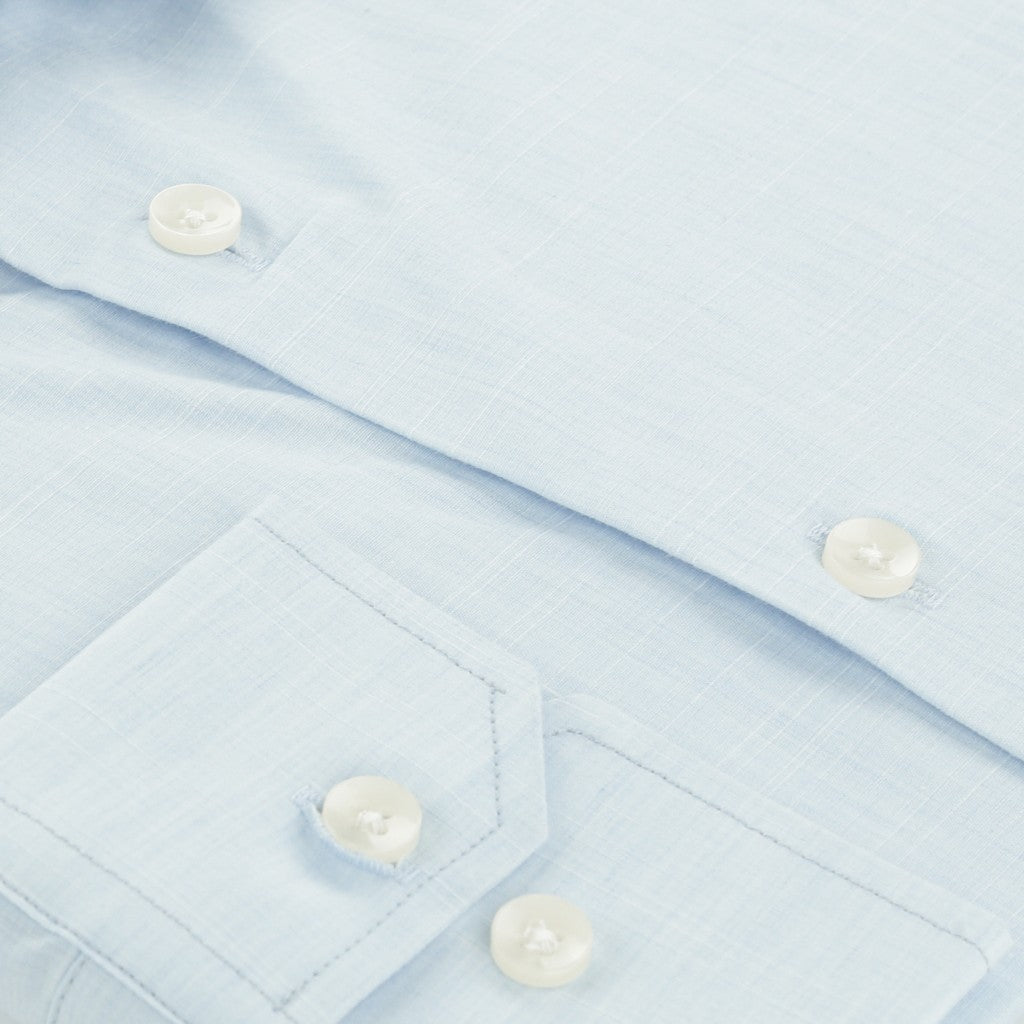 HENRY SARTORIAL Plain Cotton Linen Long Sleeve Shirt SKY (Online only*) - Henry Bucks