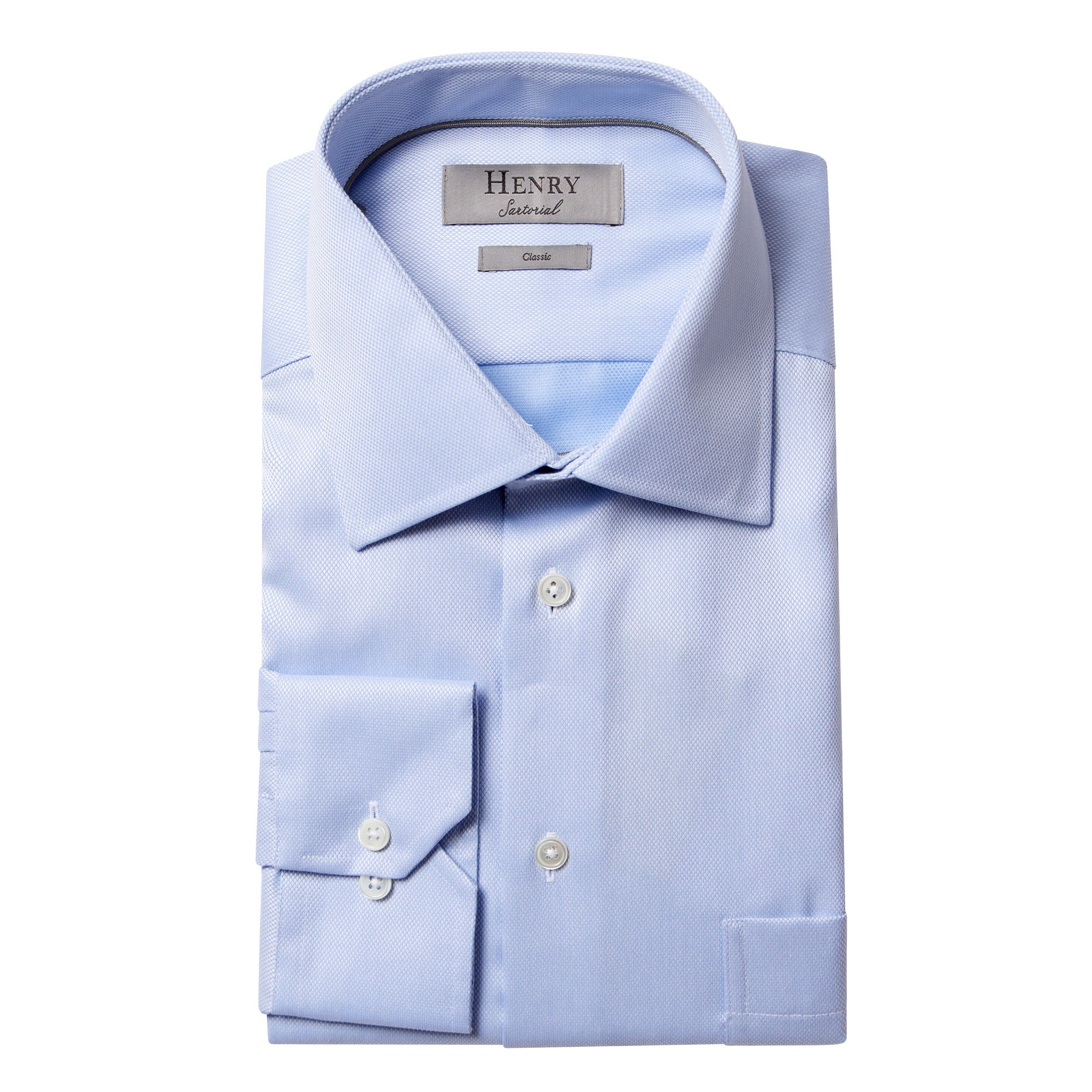 HENRY SARTORIAL Plain Oxford Business Shirt Single Cuff Classic Fit POWDER BLUE - Henry BucksShirts61AW240016 - POWDERBLUE - SC - CLAS - 43