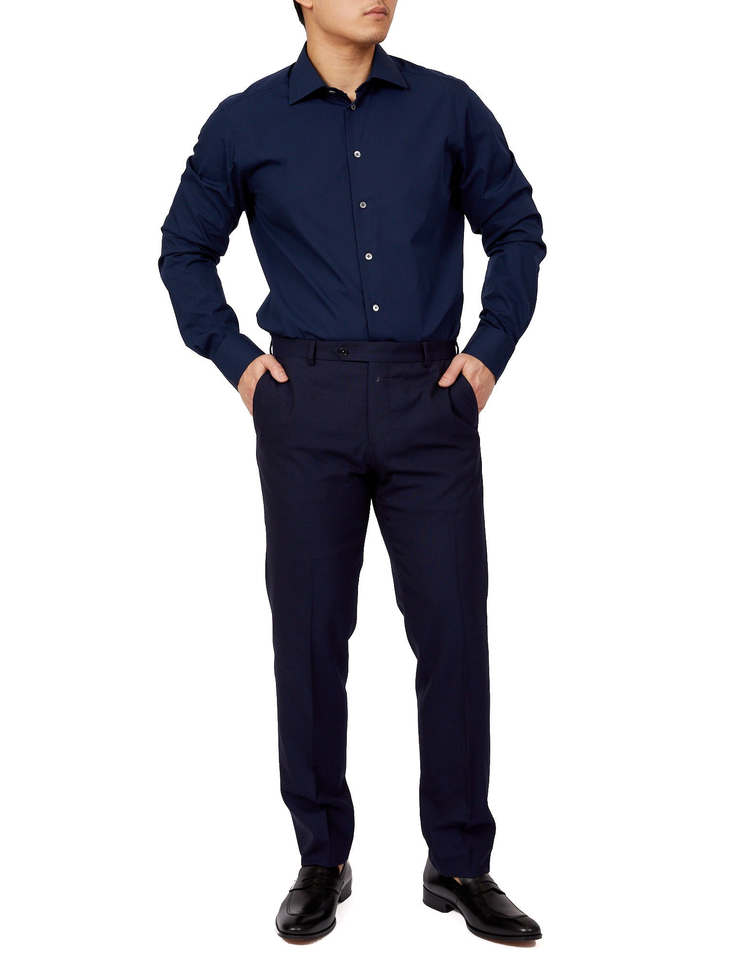 HENRY SARTORIAL Plain Shirt Contemporary NAVY - Henry BucksShirts01SS220036 - NAVY - 37