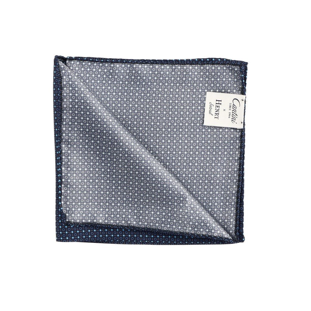 HENRY SARTORIAL Plain Silk Pocket Square NAVY - Henry Bucks