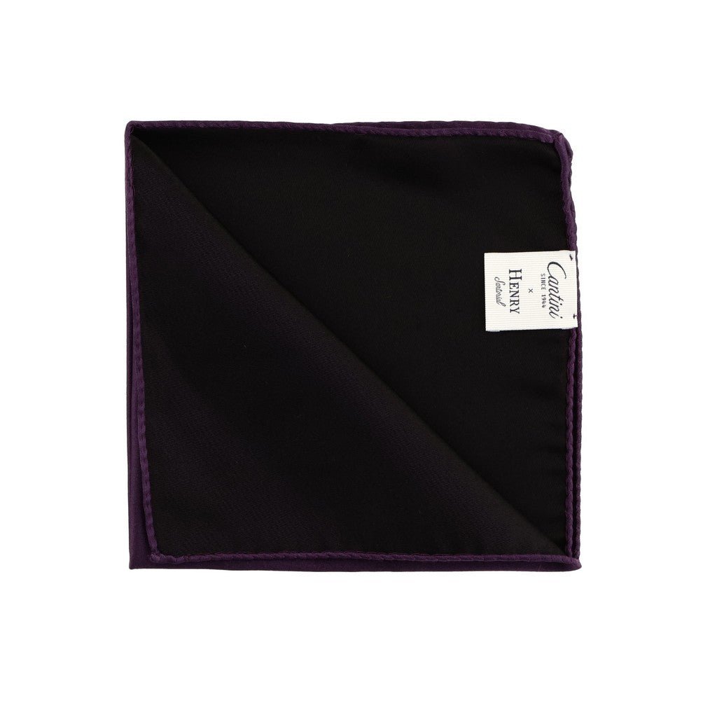 HENRY SARTORIAL Plain Silk Pocket Square PLUM - Henry Bucks