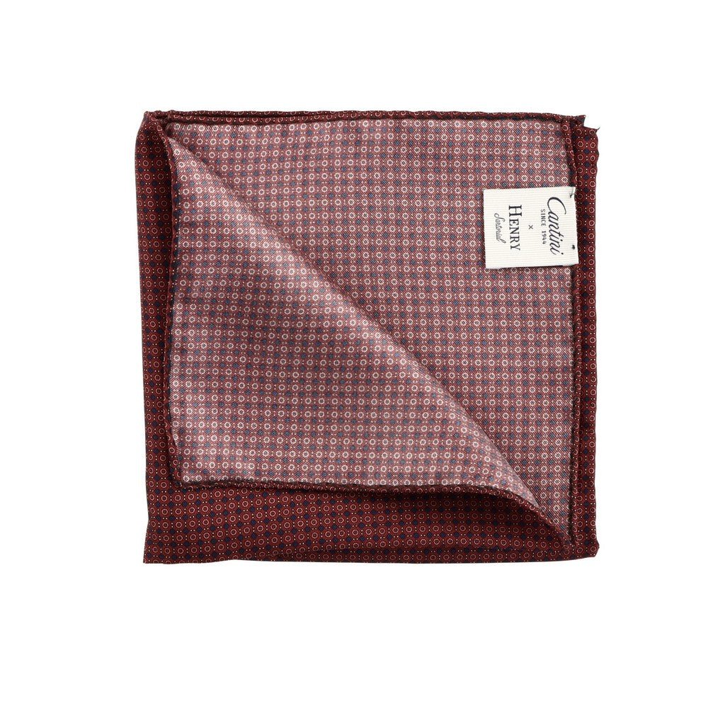 HENRY SARTORIAL Plain Silk Pocket Square RED - Henry Bucks