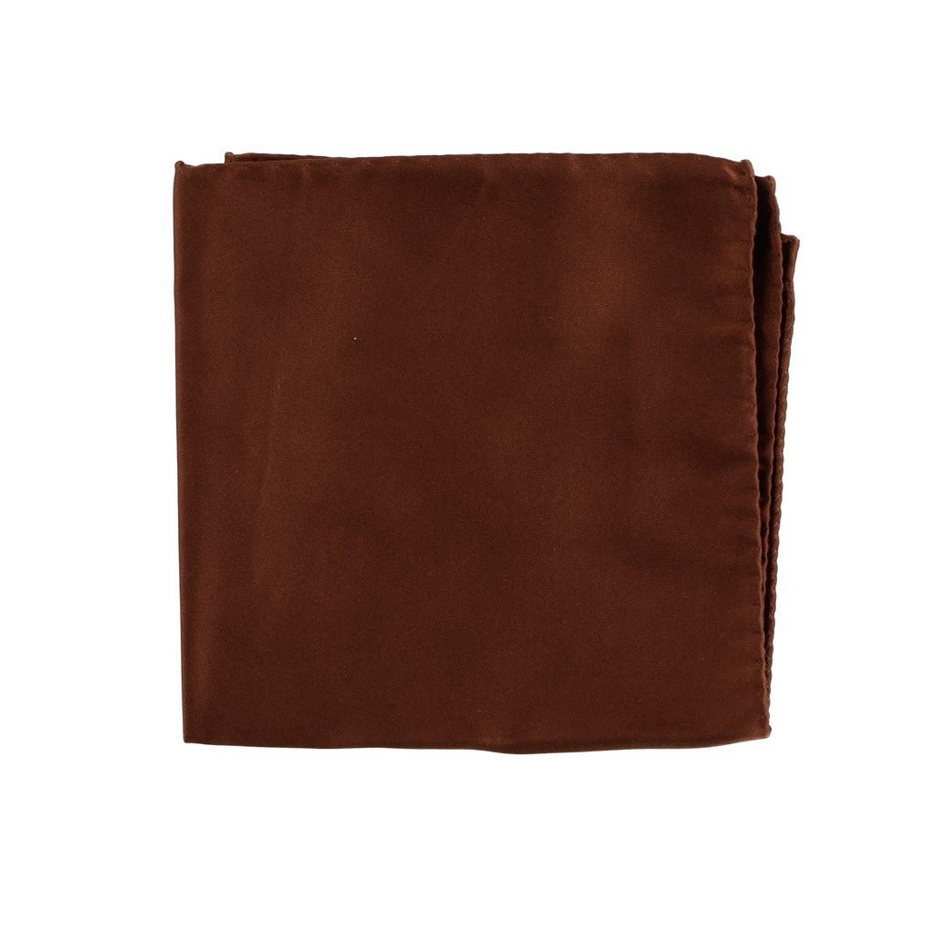 HENRY SARTORIAL Plain Silk Pocket Square TOBACCO - Henry Bucks