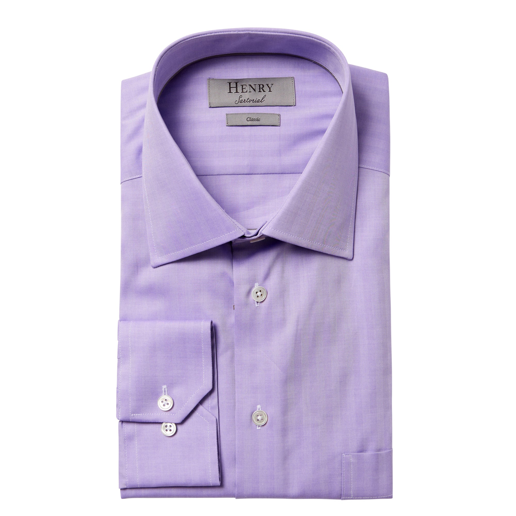 HENRY SARTORIAL Plain Twill Business Single Cuff Classic Fit Shirt PURPLE - Henry BucksShirts61AW240019 - PRPL - SC - CLAS - 43