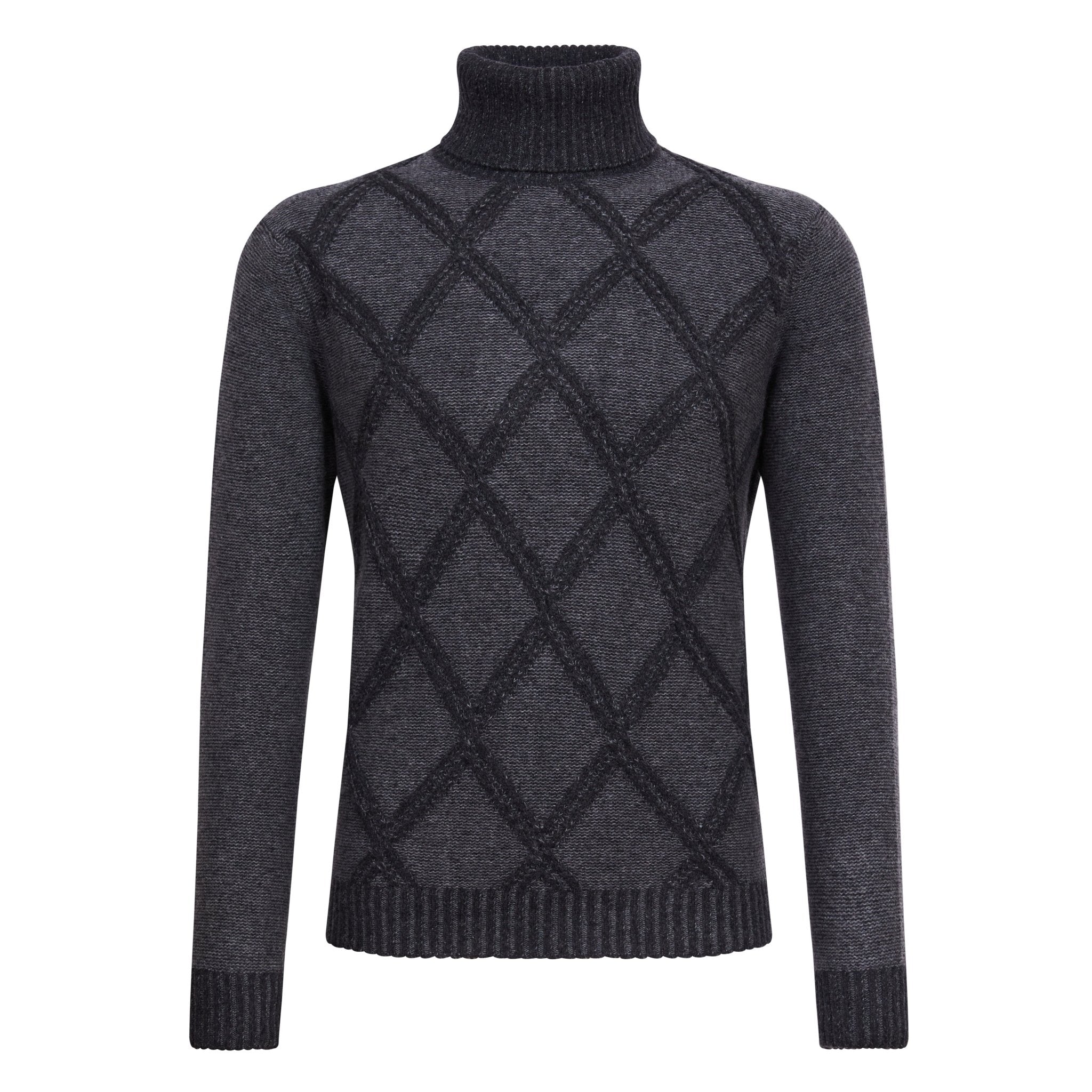 HENRY SARTORIAL Plated Roll Neck Wool Knit CHARCOAL - Henry BucksKnitwear46AW230014 - CHCL - SM