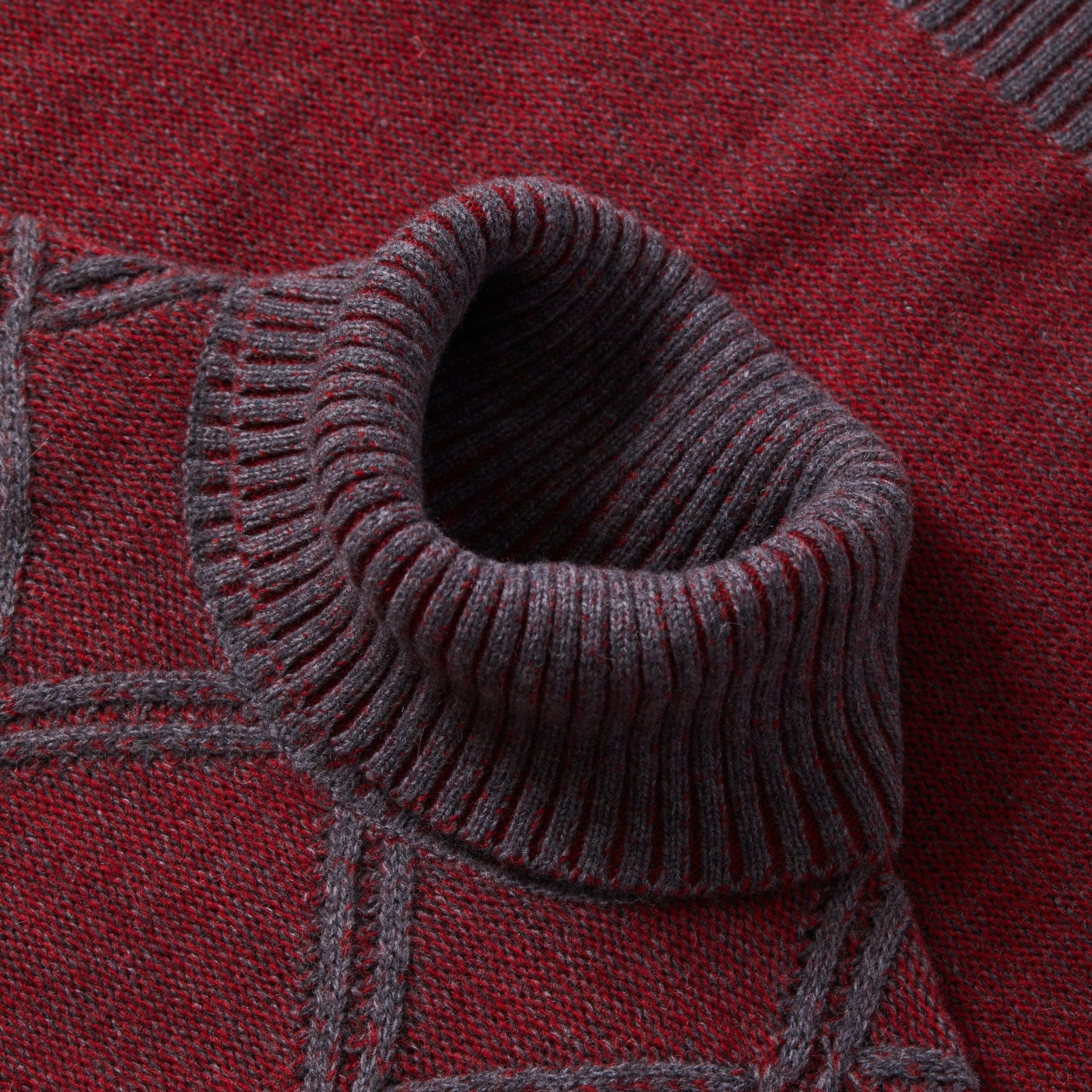 HENRY SARTORIAL Plated Roll Neck Wool Knit RED - Henry BucksKnitwear46AW230014 - RED - SM