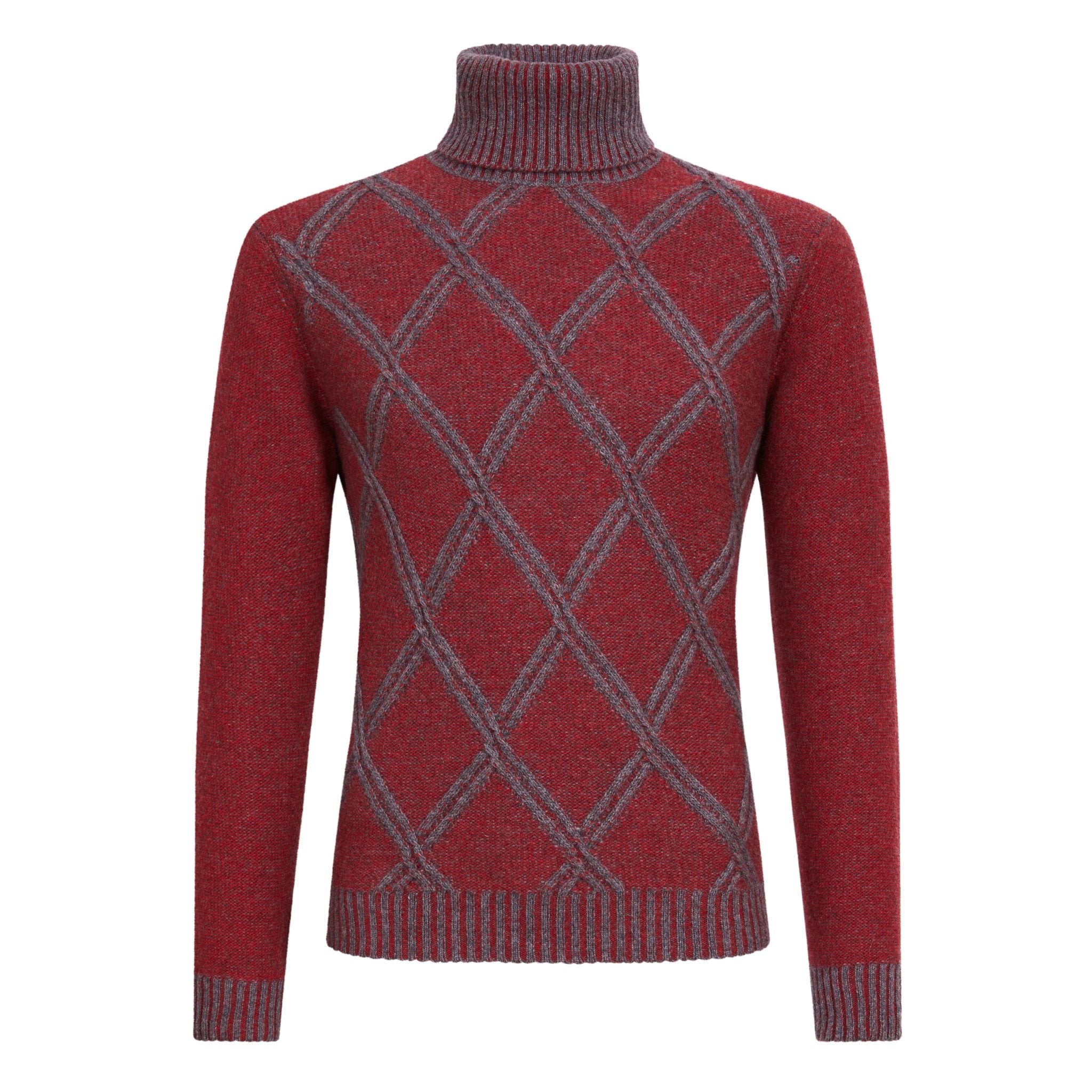 HENRY SARTORIAL Plated Roll Neck Wool Knit RED - Henry BucksKnitwear46AW230014 - RED - SM