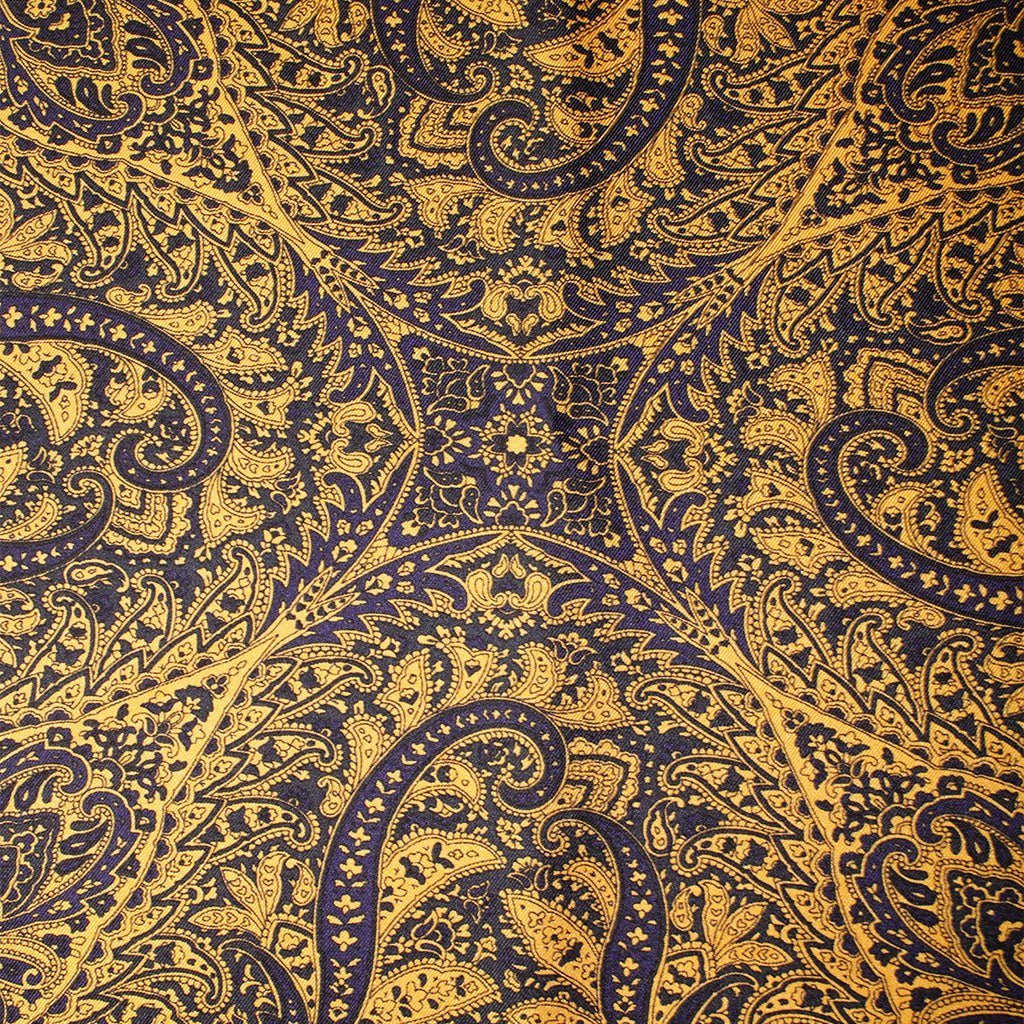 HENRY SARTORIAL Printed Paisley Pocket Square YELLOW/NAVY - Henry Bucks