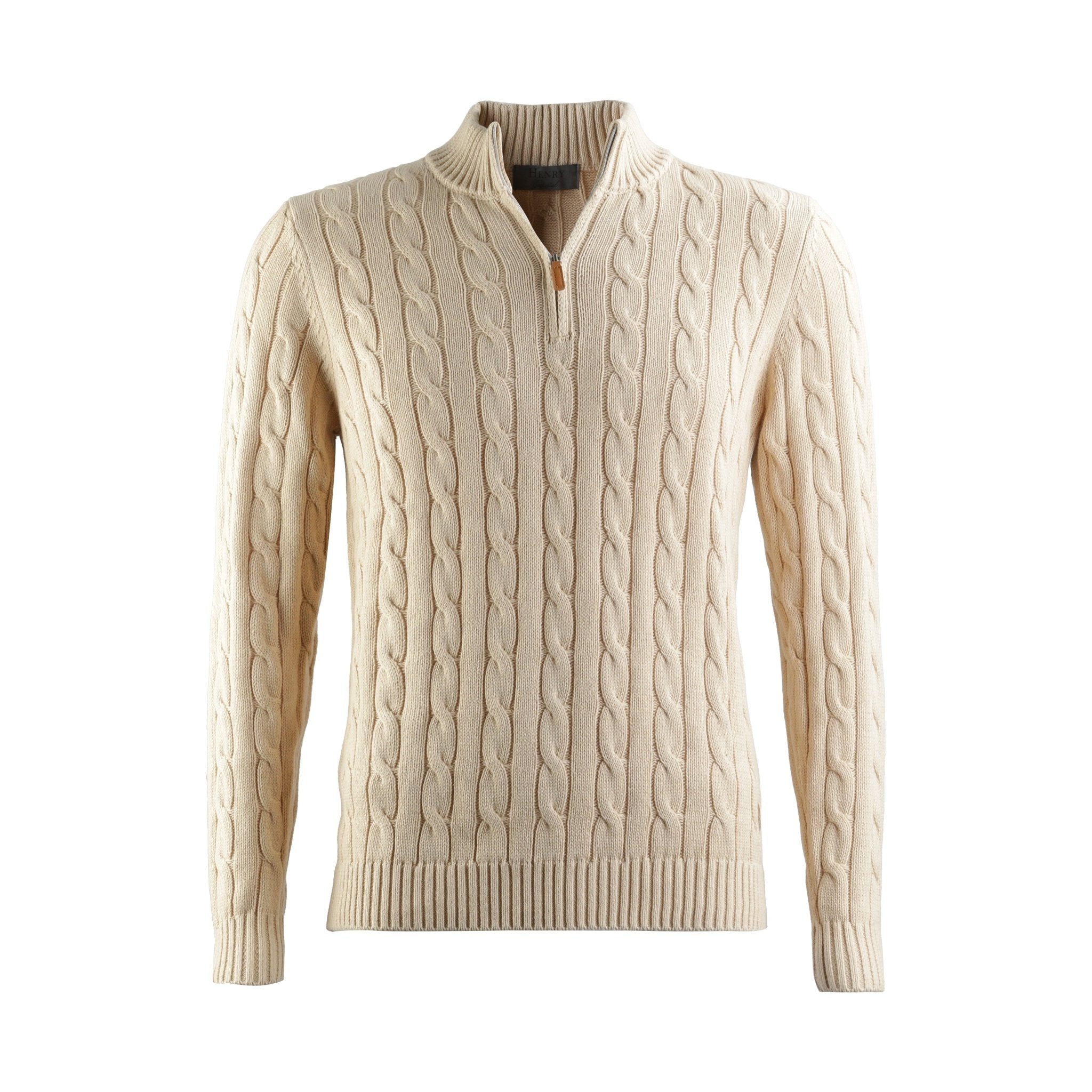 HENRY SARTORIAL Quarter Zip Jumper BEIGE - Henry Bucks