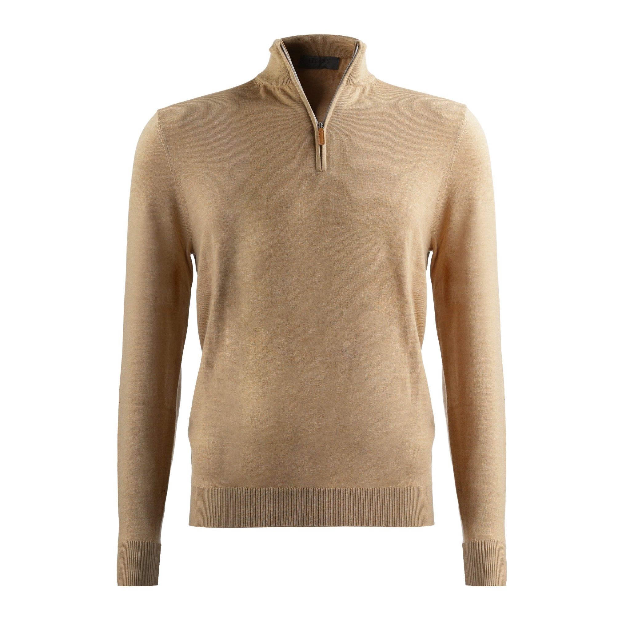 HENRY SARTORIAL Quarter Zip Jumper BROWN - Henry Bucks