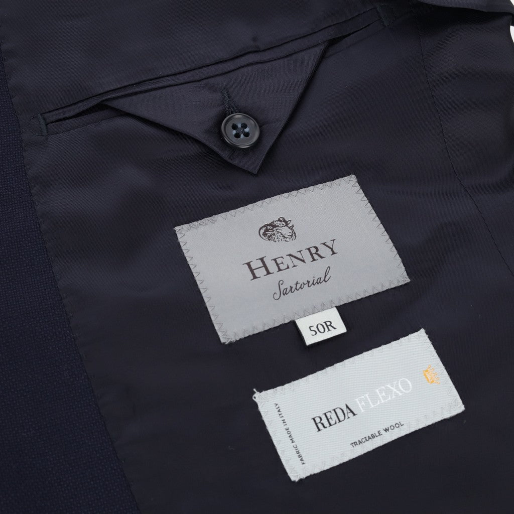 HENRY SARTORIAL Reda Wool Hopsack Blazer NAVY - Henry Bucks