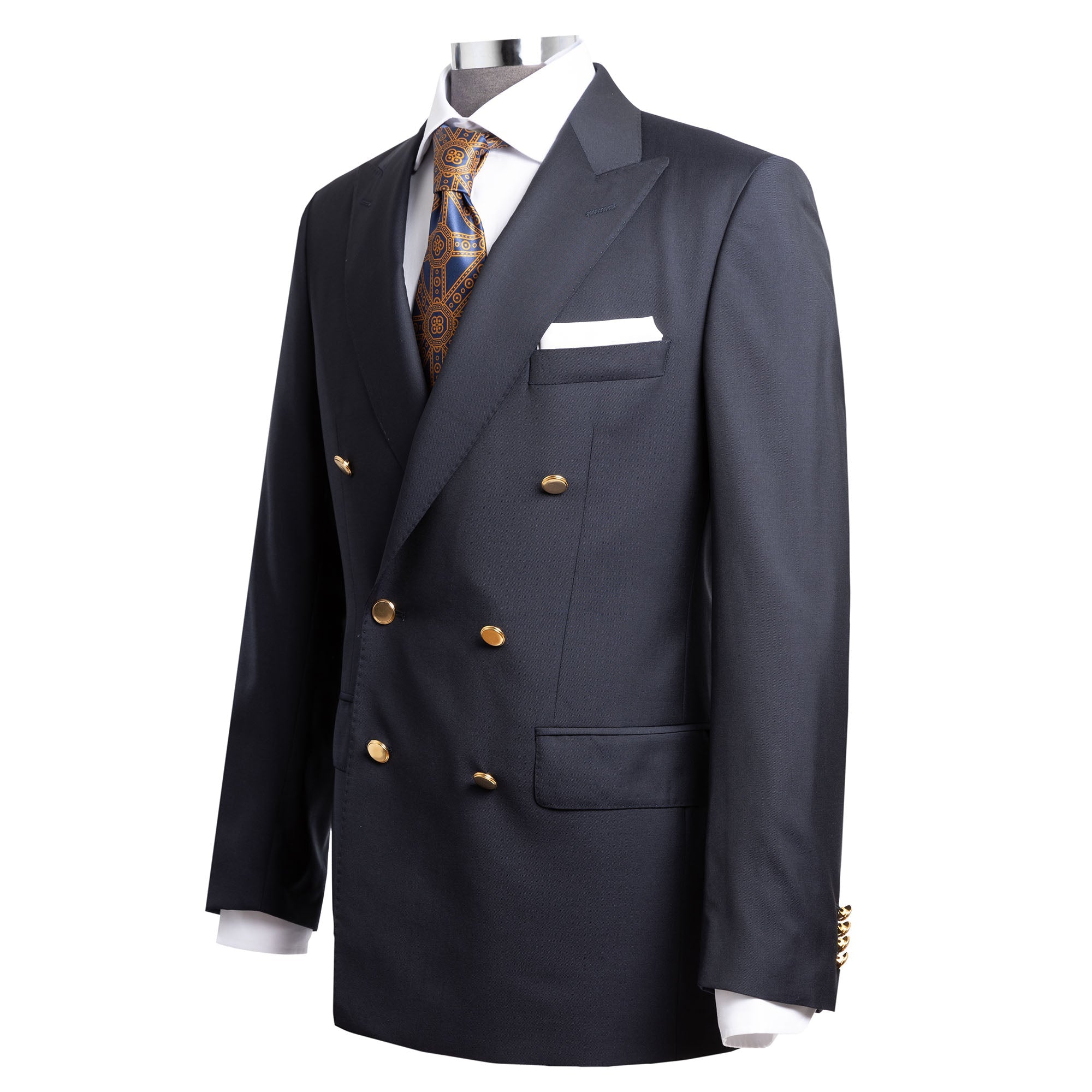 HENRY SARTORIAL Rome Zegna Travel Fabric Peak Lapel Twill Blazer NAVY LG - Henry BucksBlazers33SS1828 - NAVY - L - 48