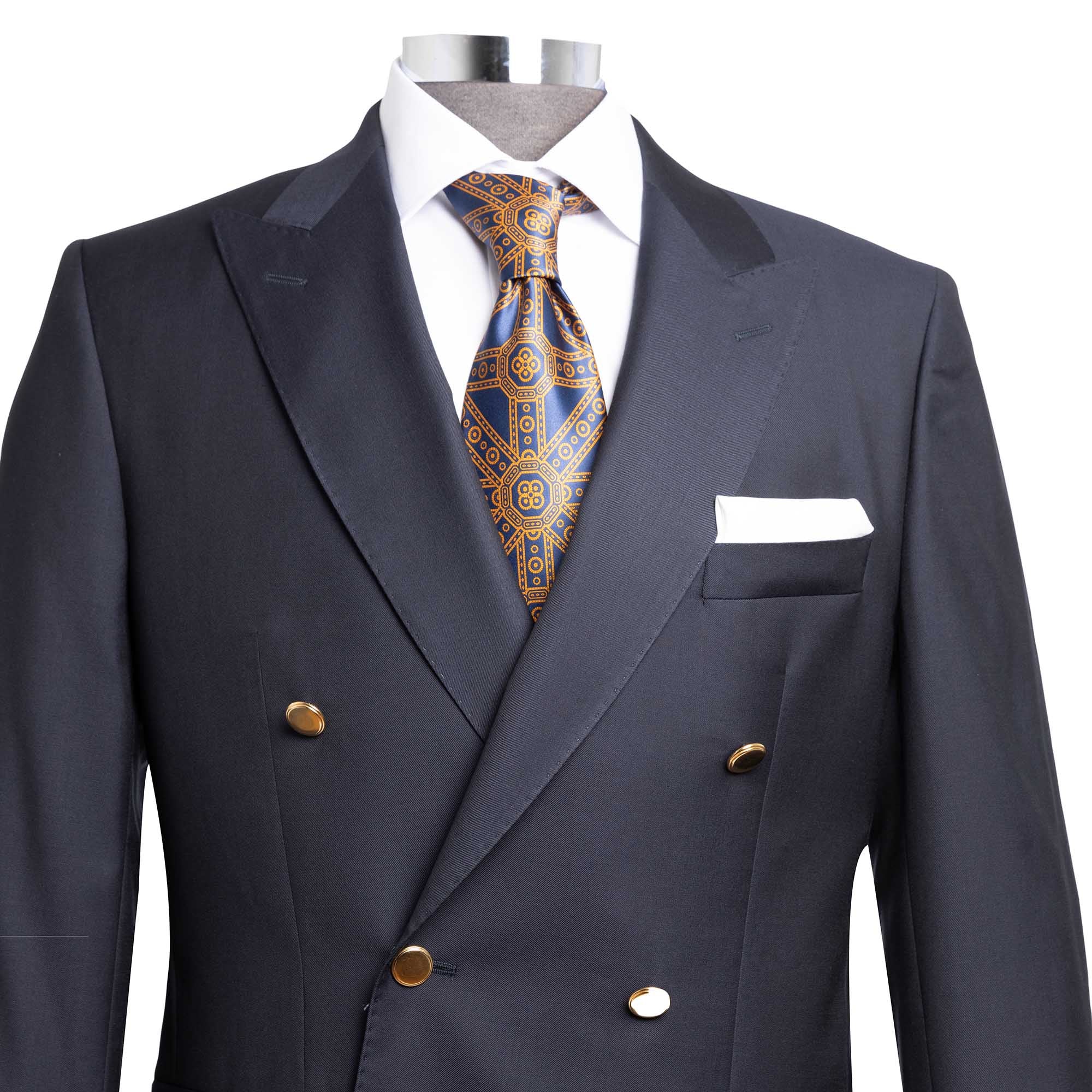 HENRY SARTORIAL Rome Zegna Travel Fabric Peak Lapel Twill Blazer NAVY LG - Henry BucksBlazers33SS1828 - NAVY - L - 48