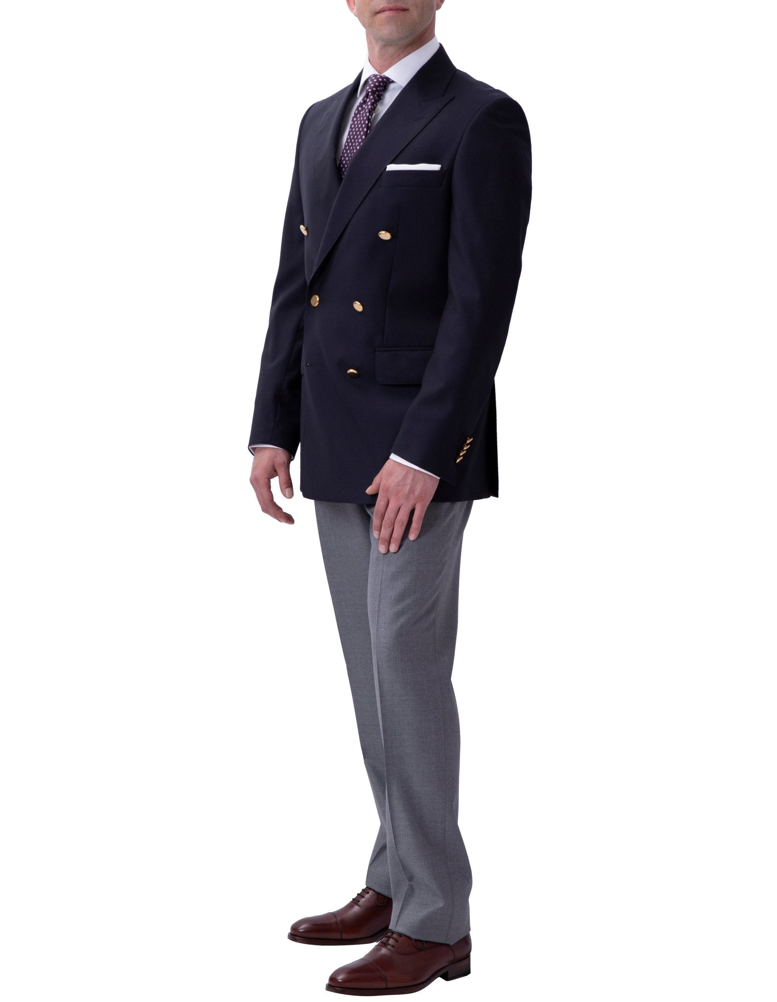 HENRY SARTORIAL Rome Zegna Travel Fabric Peak Lapel Twill Blazer NAVY LG - Henry BucksBlazers33SS1828 - NAVY - L - 48