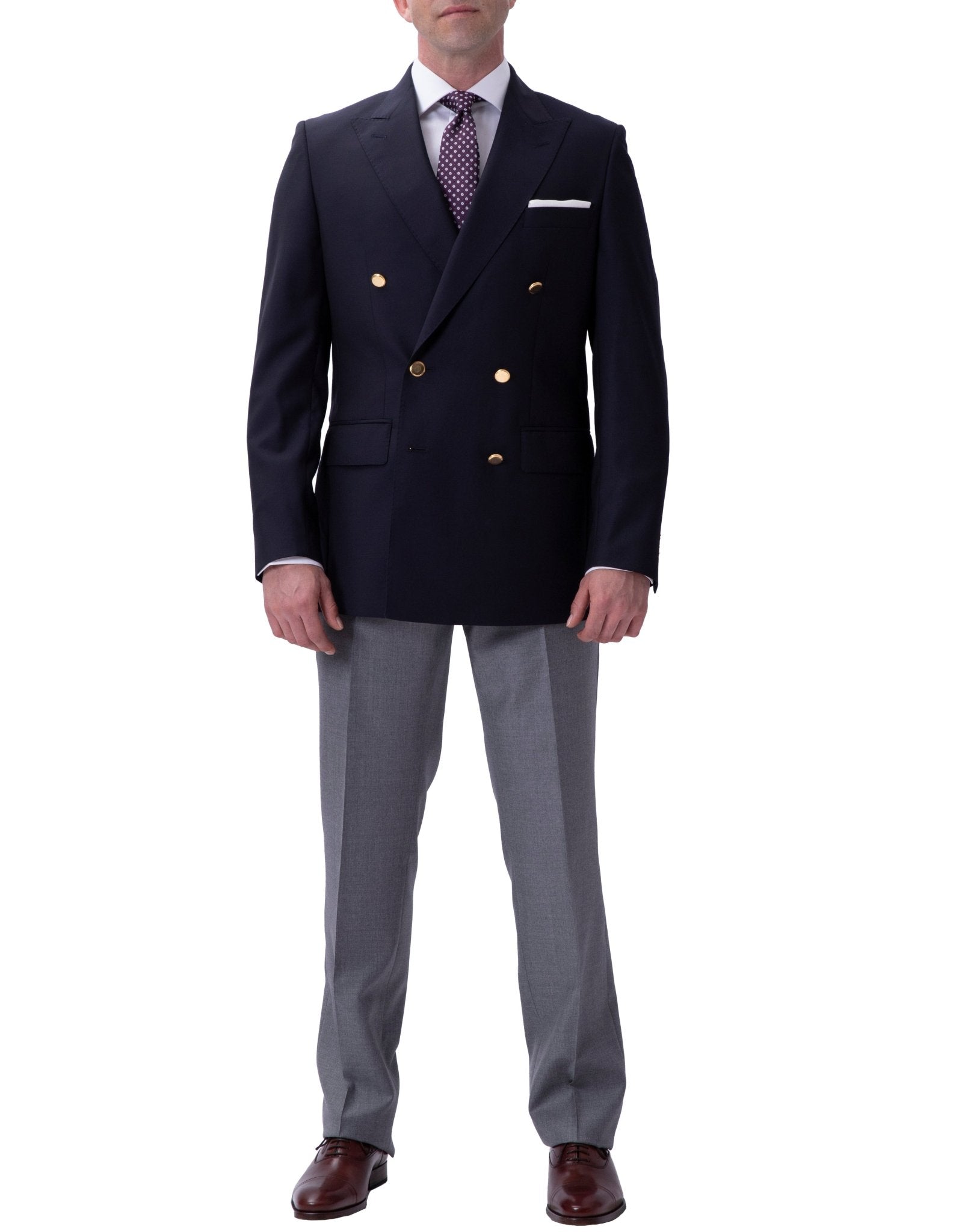 HENRY SARTORIAL Rome Zegna Travel Fabric Peak Lapel Twill Blazer NAVY LG - Henry BucksBlazers33SS1828 - NAVY - L - 48