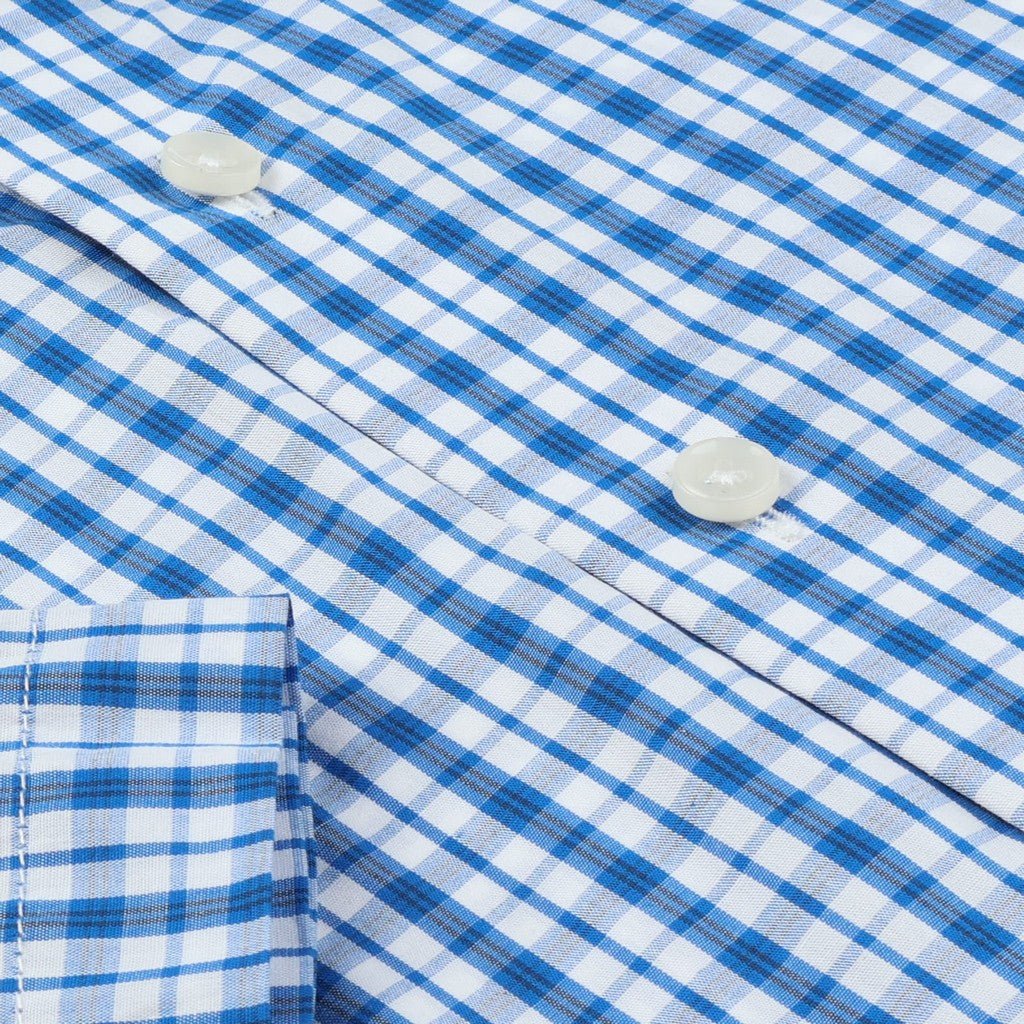 HENRY SARTORIAL Short Sleeve Casual Shirt BLUE/WHITE - Henry Bucks