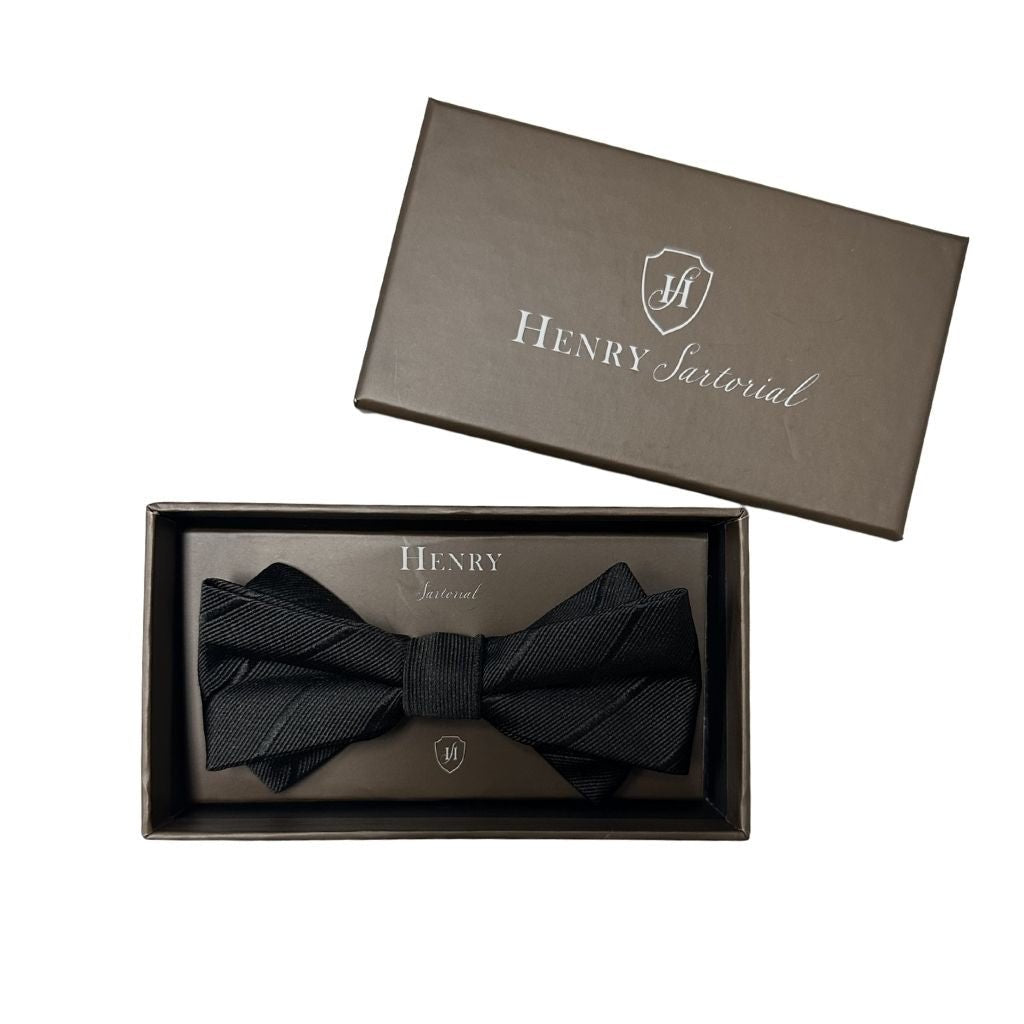 HENRY SARTORIAL Silk Bowtie BLACK - Henry Bucks