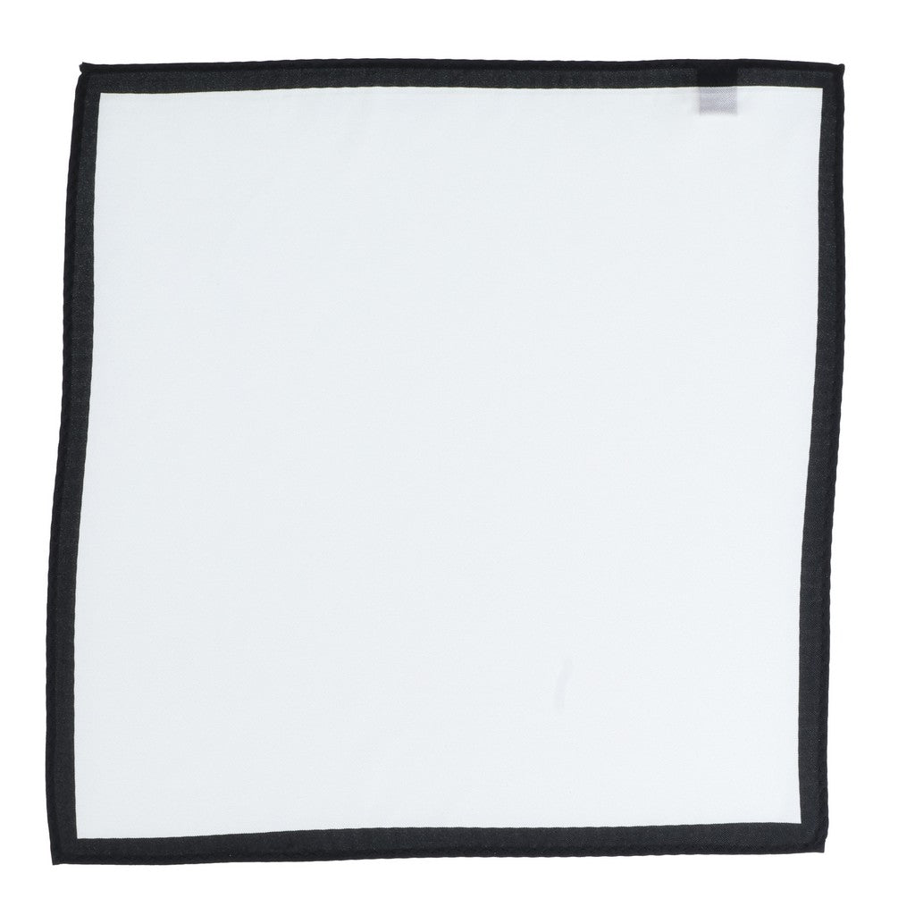 HENRY SARTORIAL Silk Pocket Square WHITE/BLACK - Henry Bucks