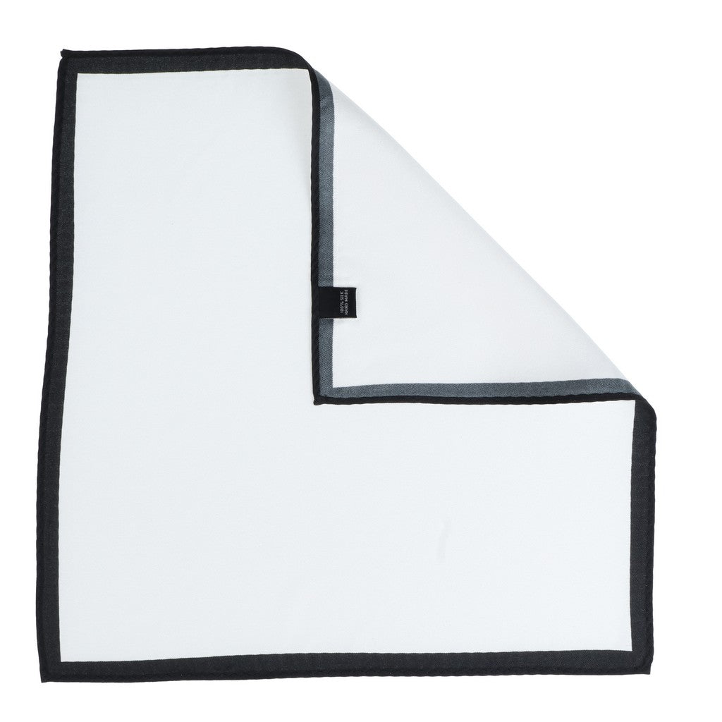 HENRY SARTORIAL Silk Pocket Square WHITE/BLACK - Henry Bucks
