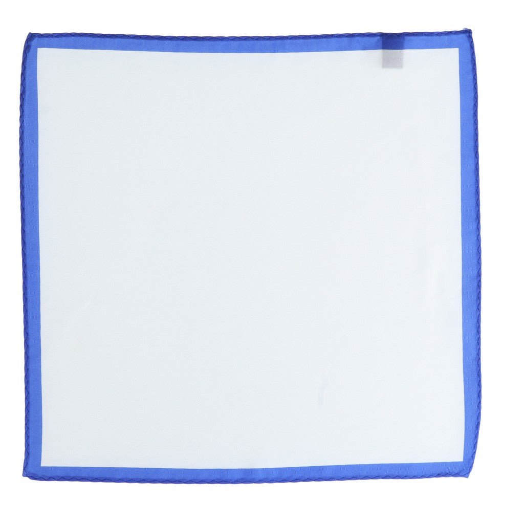 HENRY SARTORIAL Silk Pocket Square WHITE/BLUE - Henry Bucks