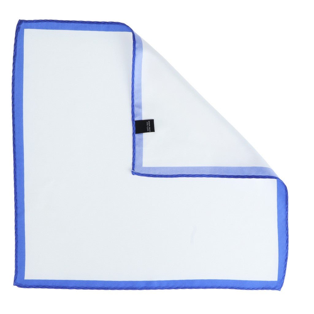 HENRY SARTORIAL Silk Pocket Square WHITE/BLUE - Henry Bucks