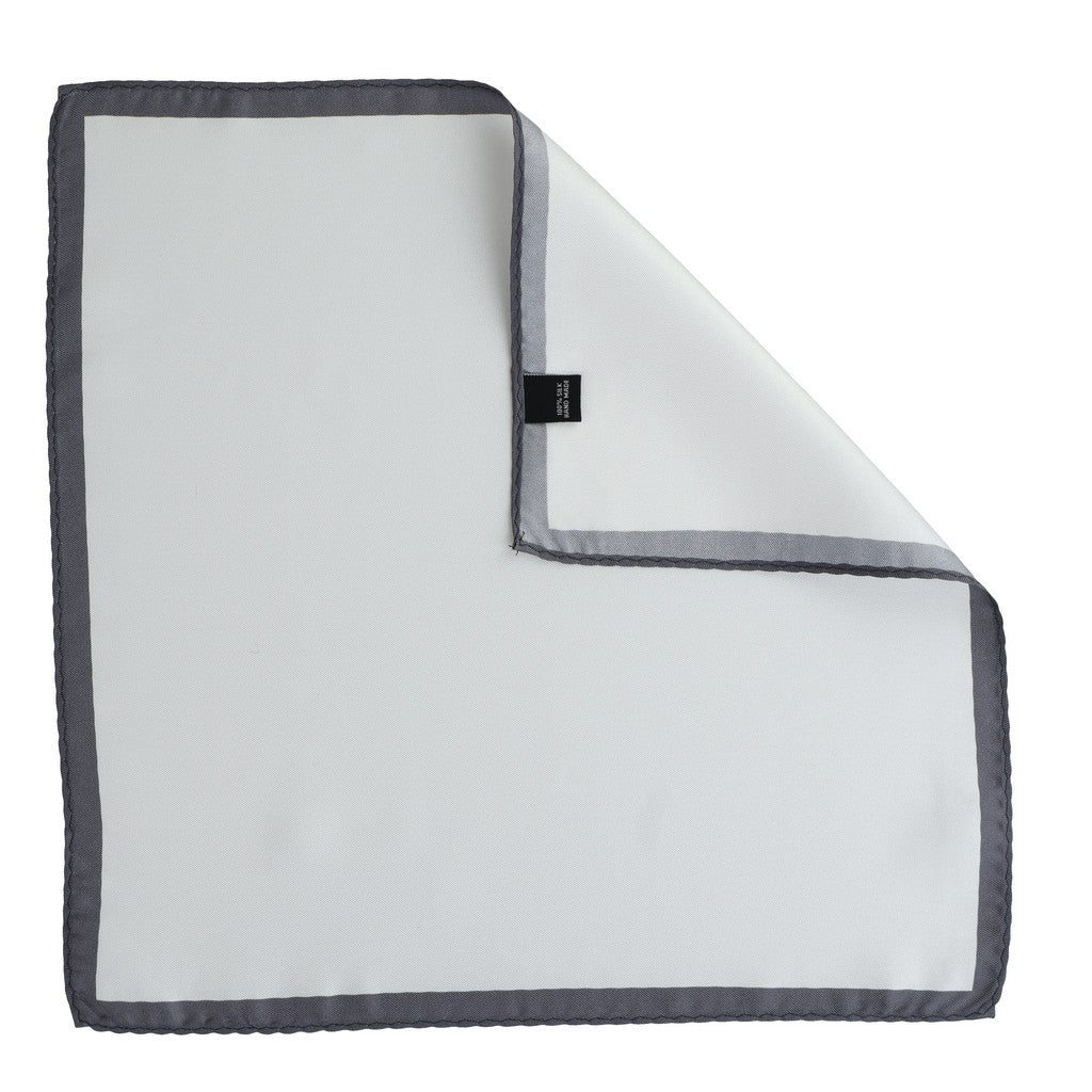 HENRY SARTORIAL Silk Pocket Square WHITE/GREY - Henry Bucks