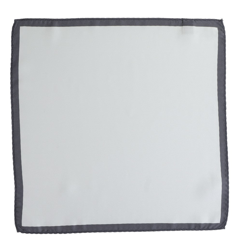 HENRY SARTORIAL Silk Pocket Square WHITE/GREY - Henry Bucks