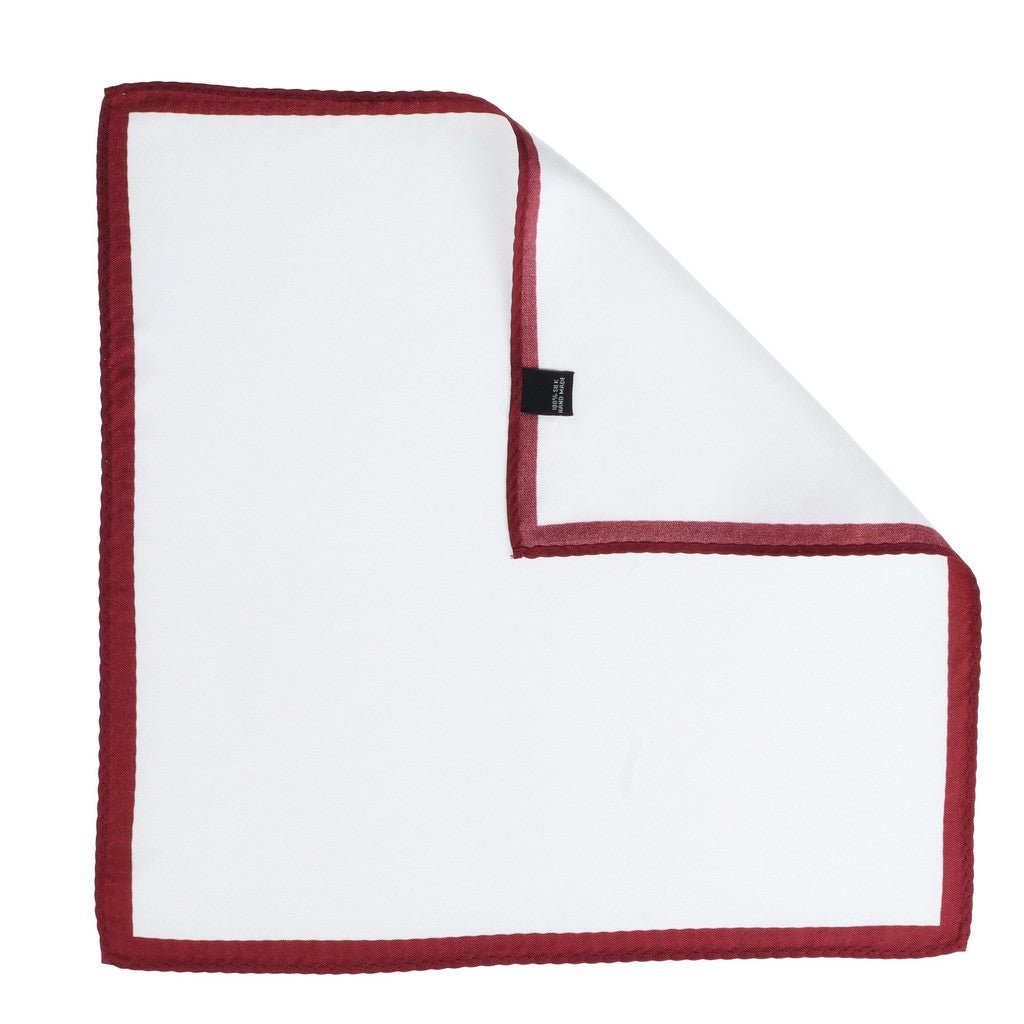 HENRY SARTORIAL Silk Pocket Square WHITE/MAROON - Henry Bucks