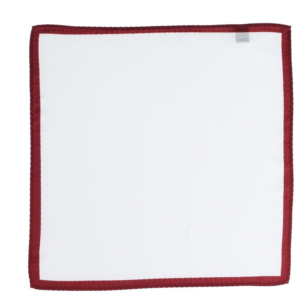 HENRY SARTORIAL Silk Pocket Square WHITE/MAROON - Henry Bucks